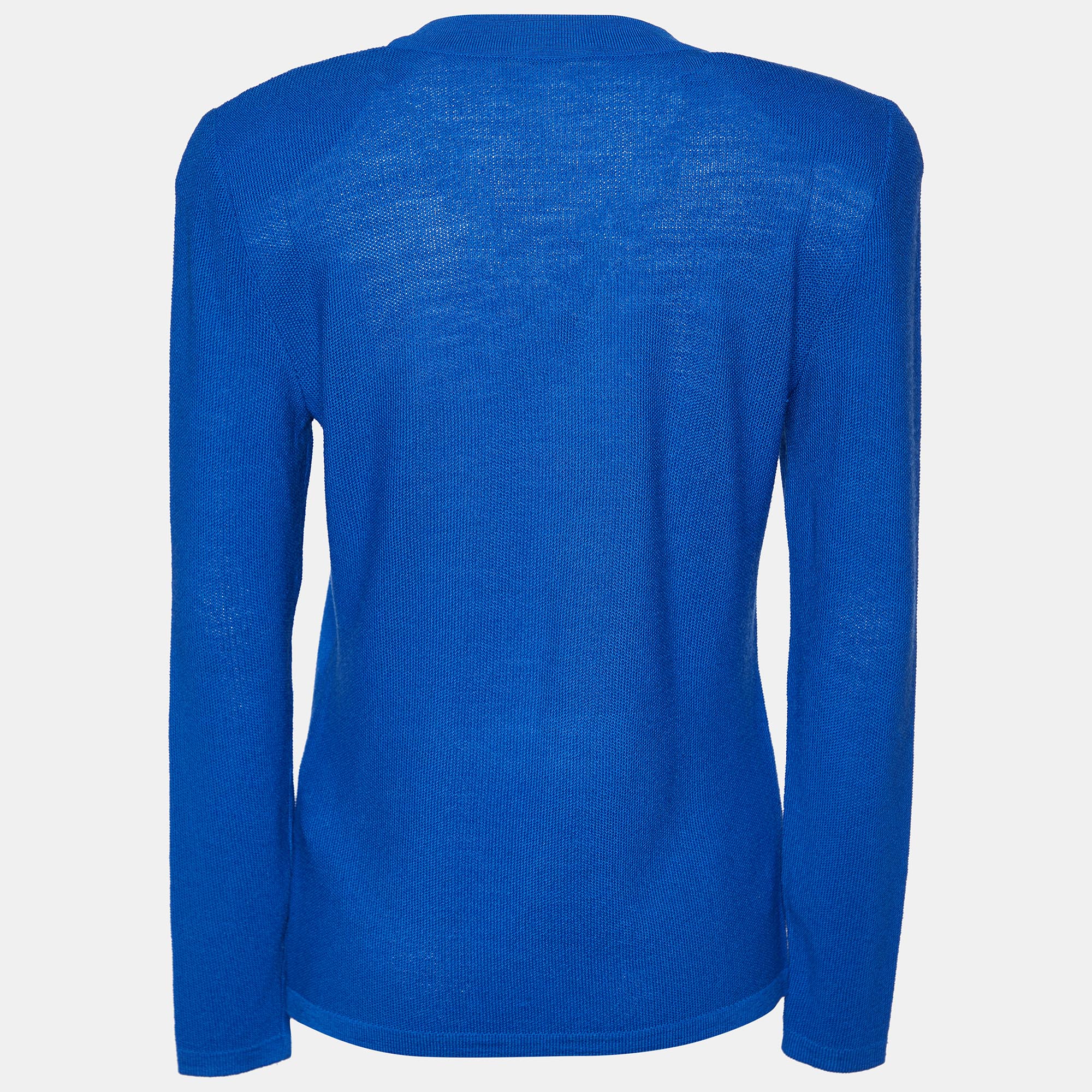 

Valentino Miss V Blue Wool Pique Knit Crewneck Sweater