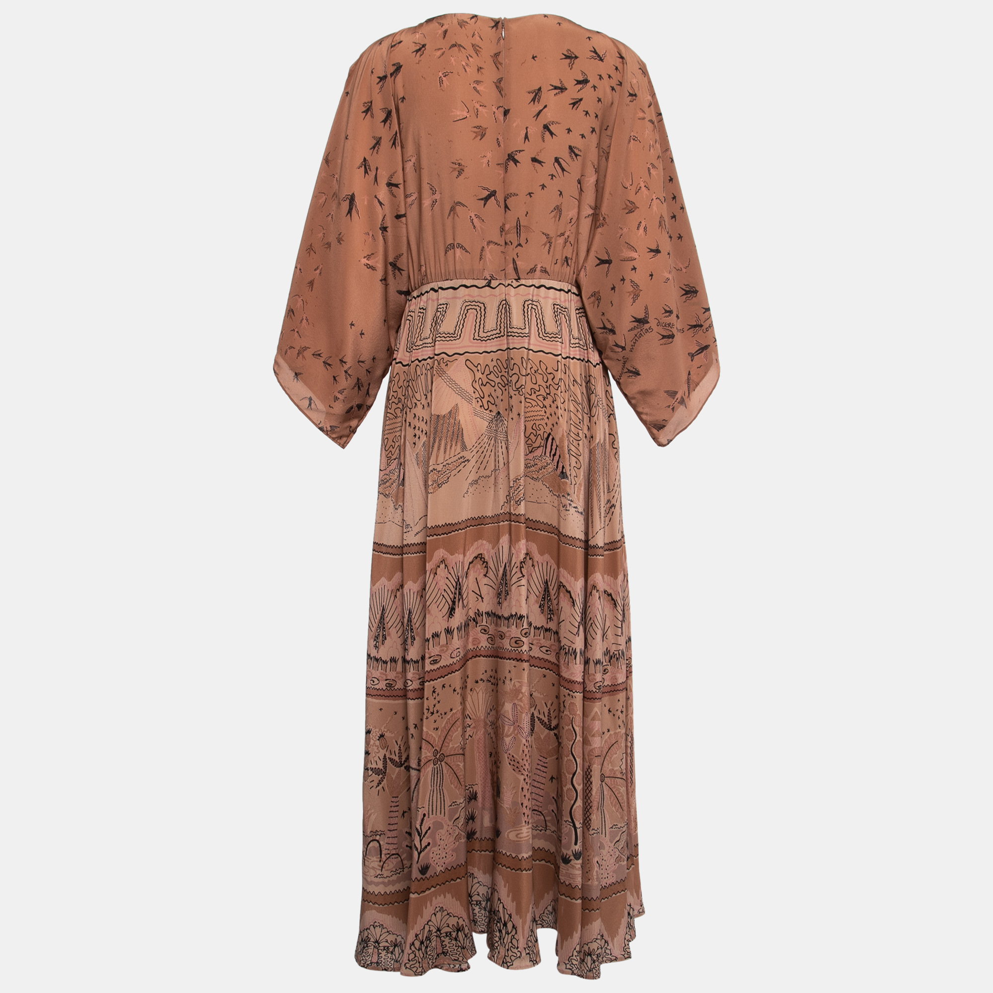 

Valentino Brown Printed Silk Maxi Dress