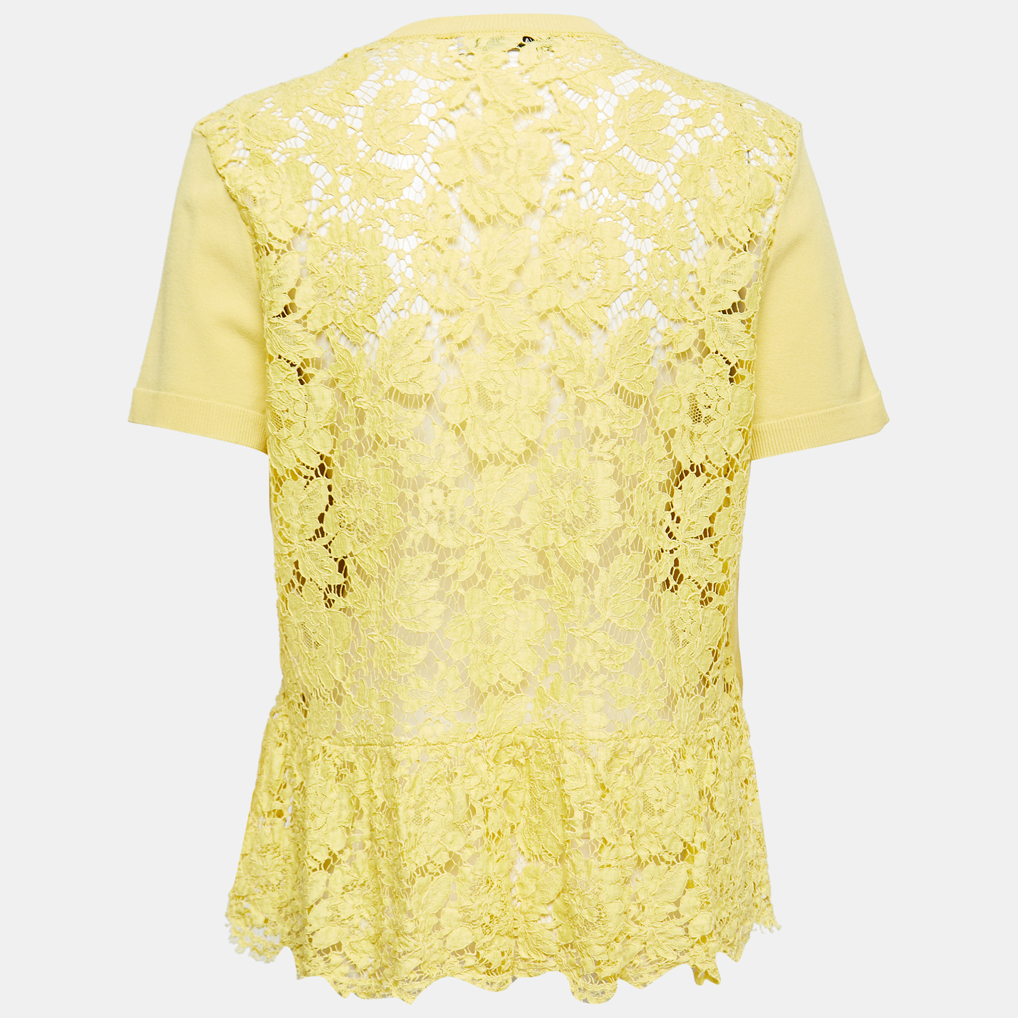 

Valentino Yellow Knit & Lace Contrast Top