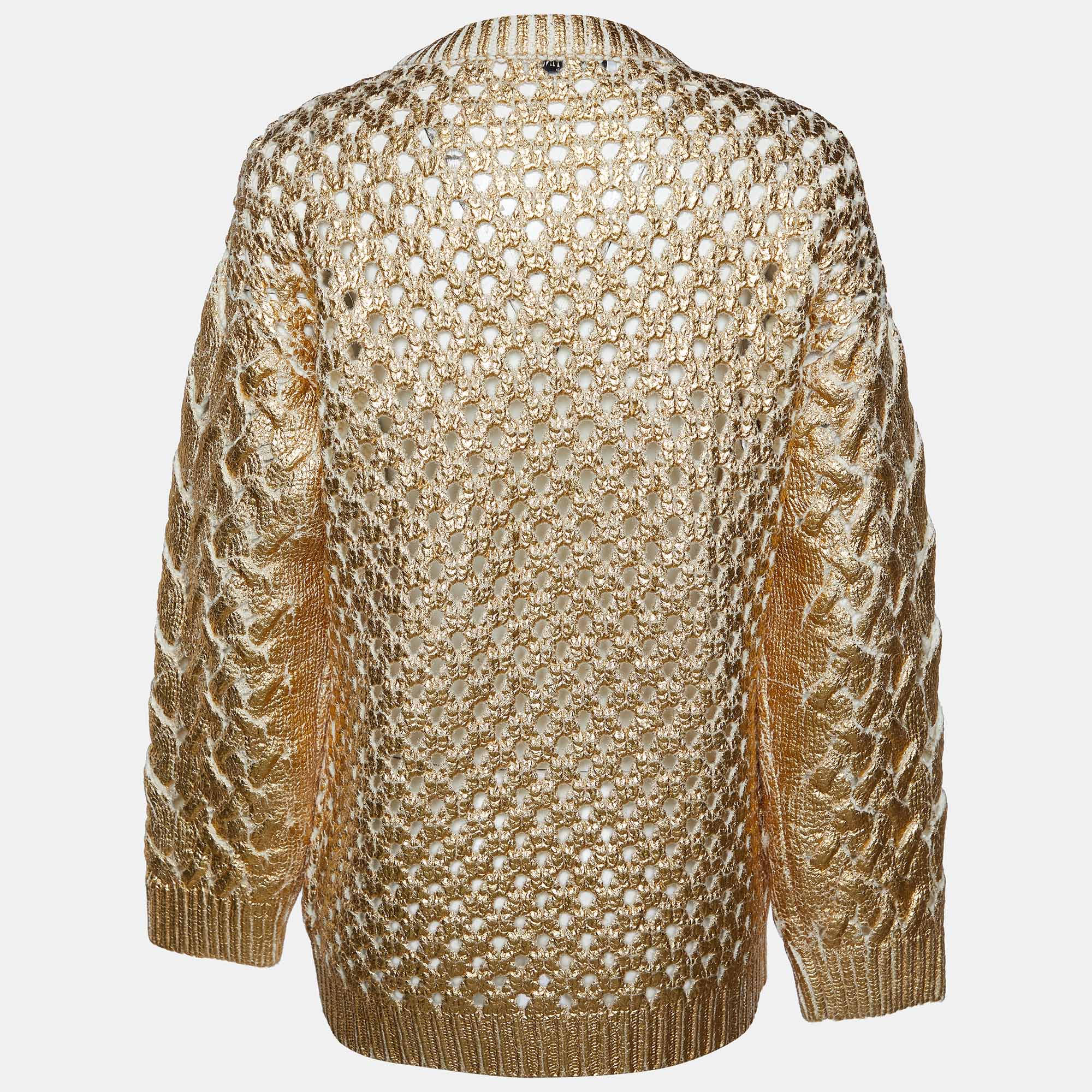 

Valentino Metallic Gold Cable Knit Wool Jumper