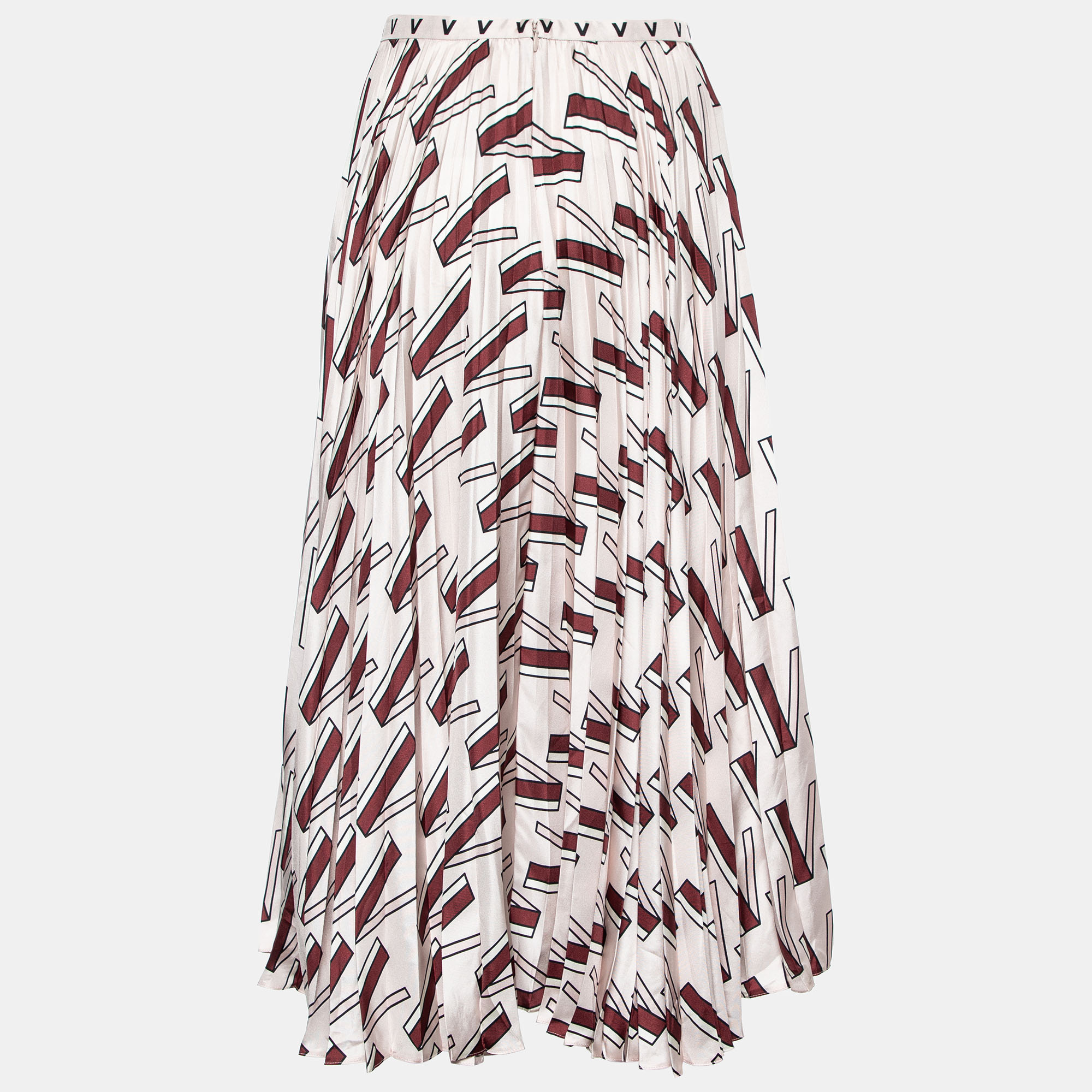 

Valentino Pink Printed Silk Plisse Midi Skirt