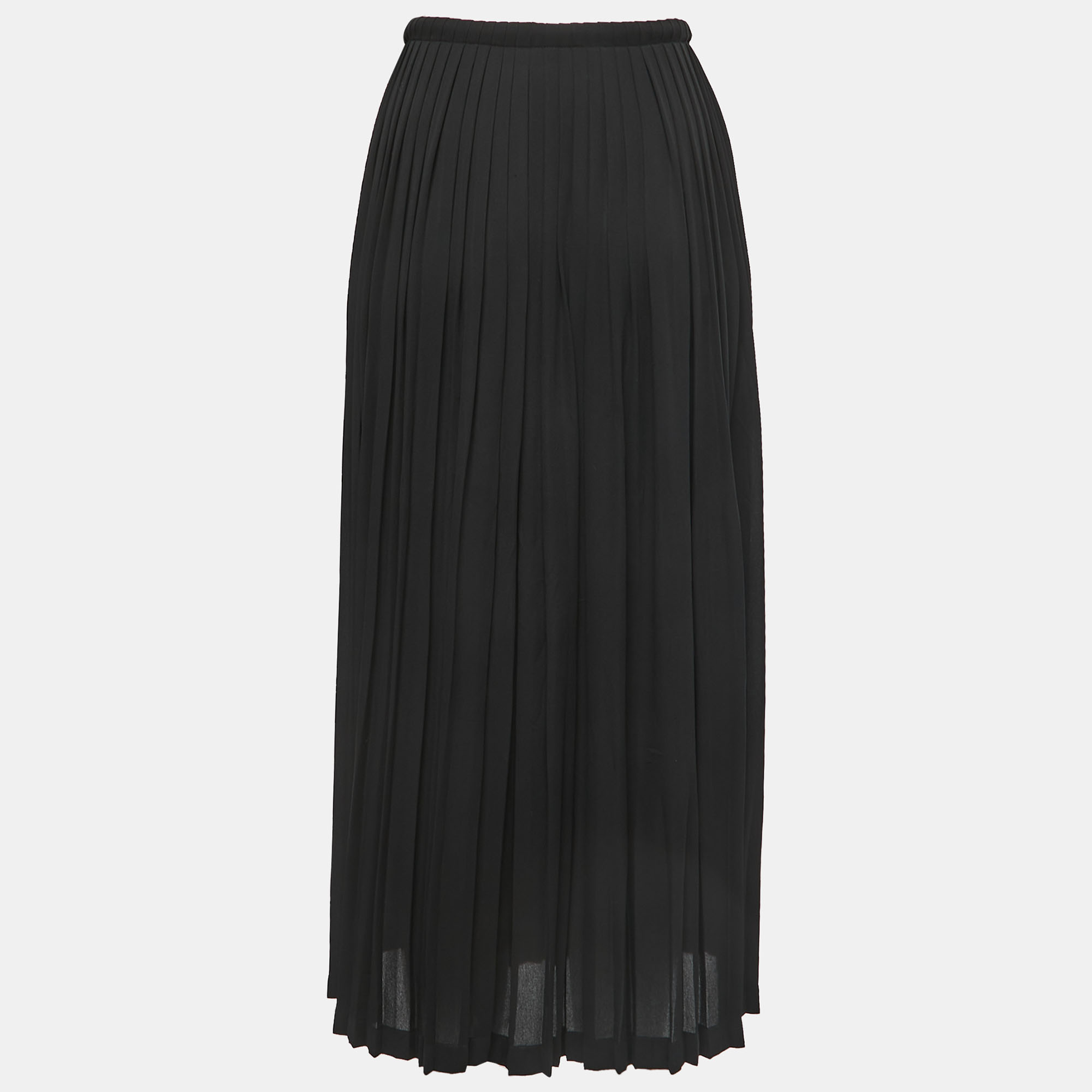 

Valentino Black Crepe Pleated Midi Skirt