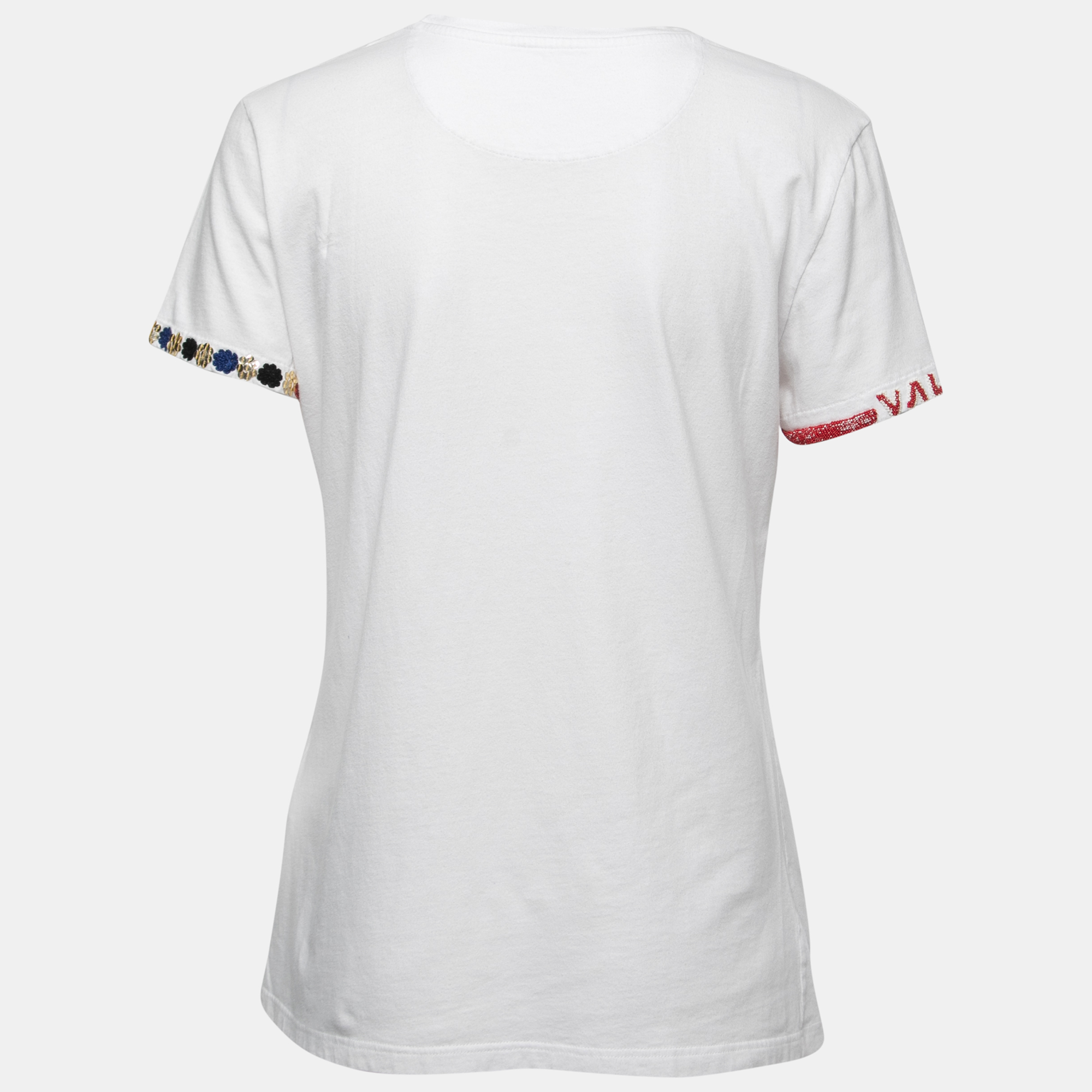 

Valentino White Cotton Logo Embellished Crew Neck Short Sleeve T-Shirt