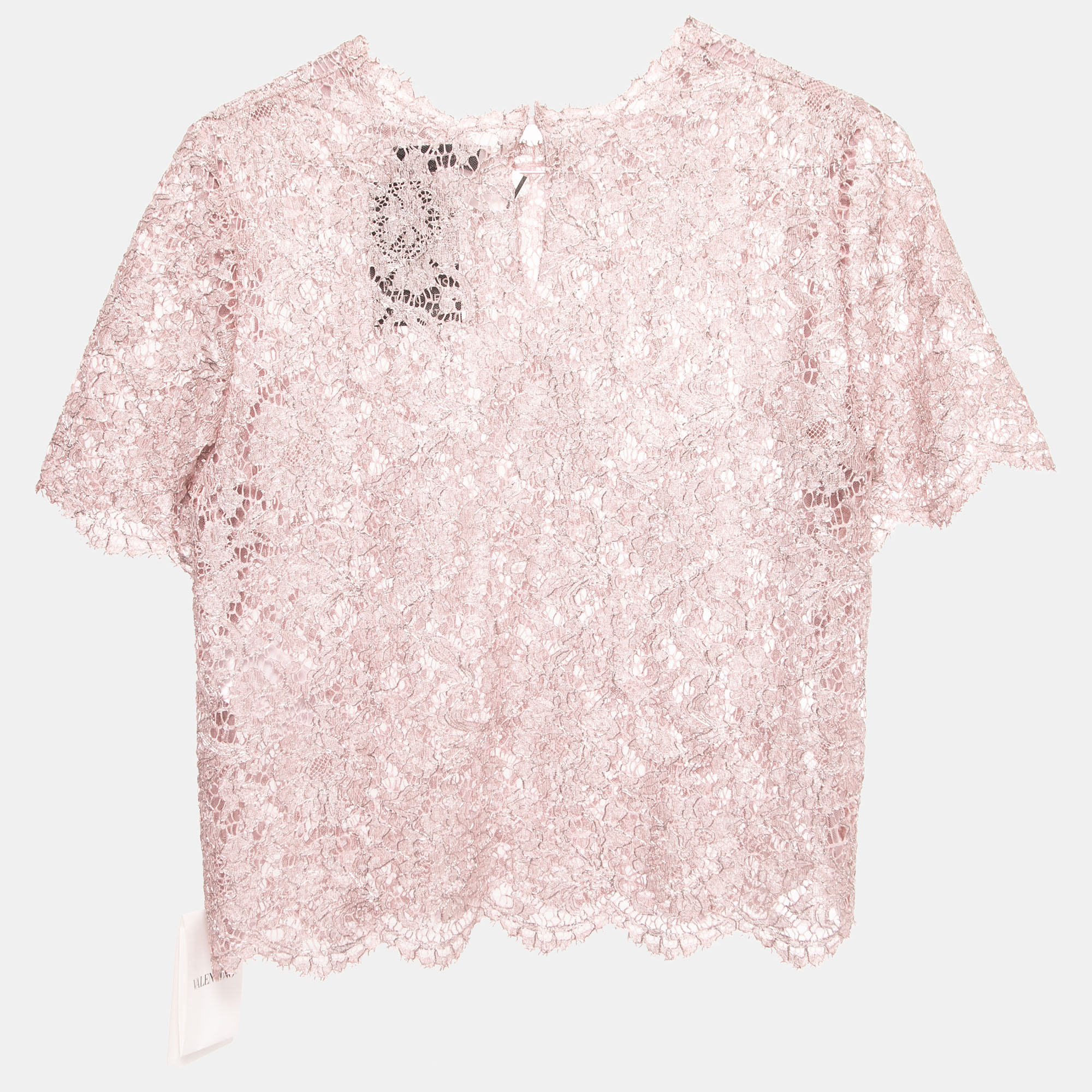 

Valentino Light Pink Lace Half Sleeve Top