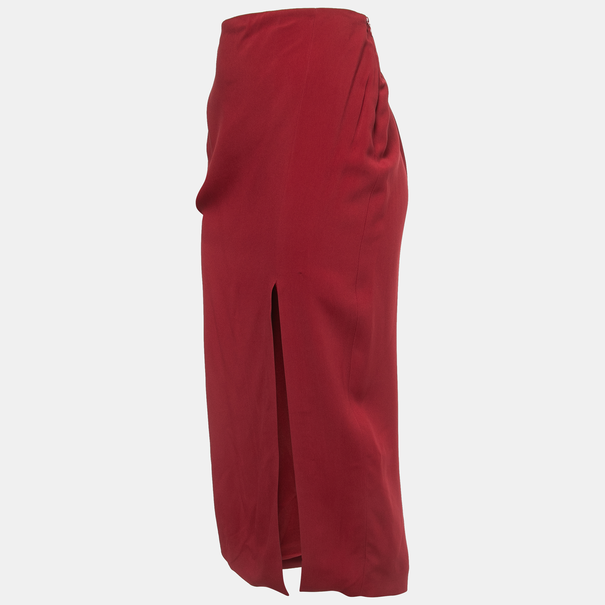 

Valentino Red Crepe Midi Skirt