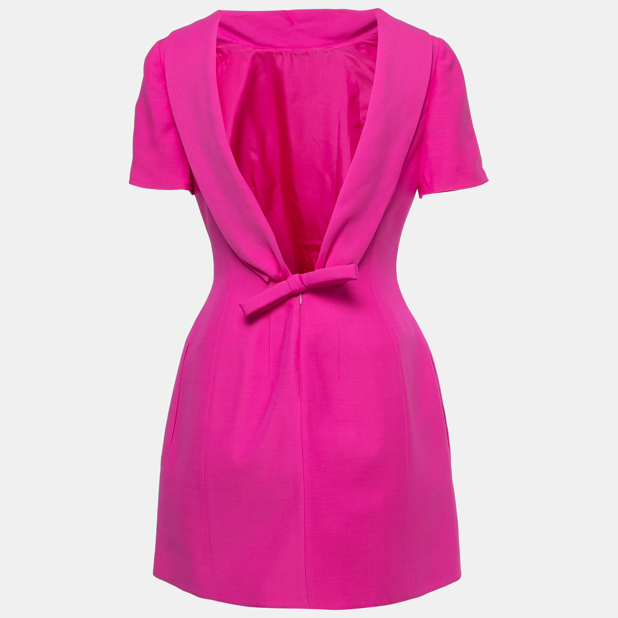 

Valentino Pink Crepe Open Back Bow Detail Mini Dress