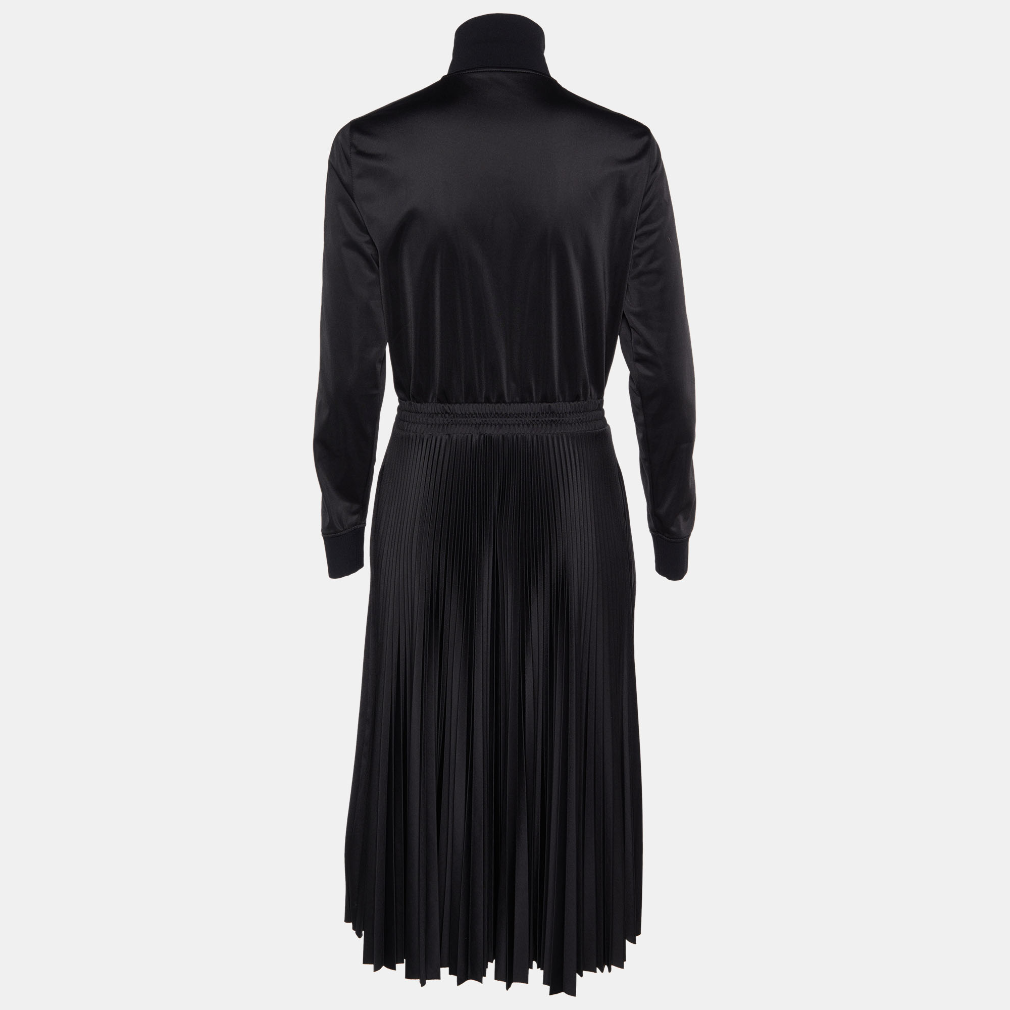 

Valentino Black Jersey Plisse Midi Dress