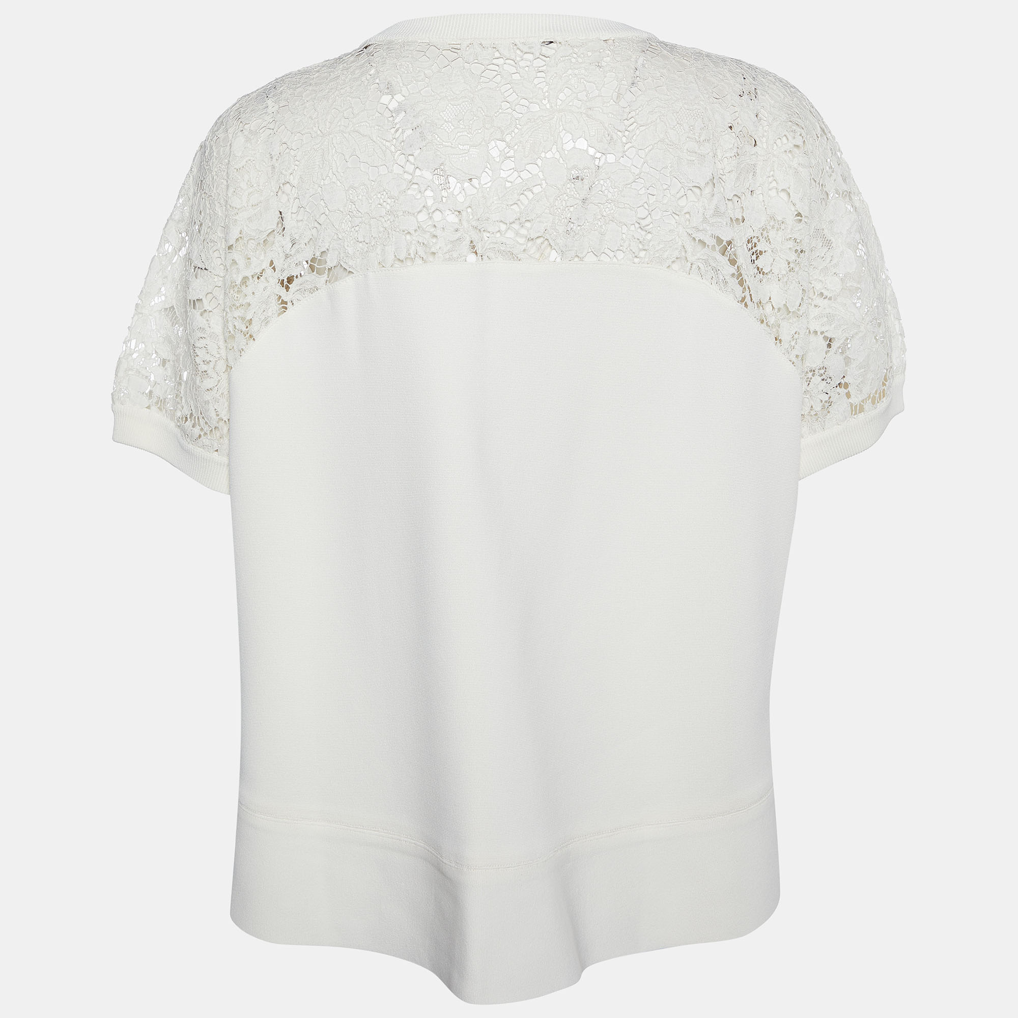 

Valentino Off White Lace & Knit Paneled Oversized T-Shirt