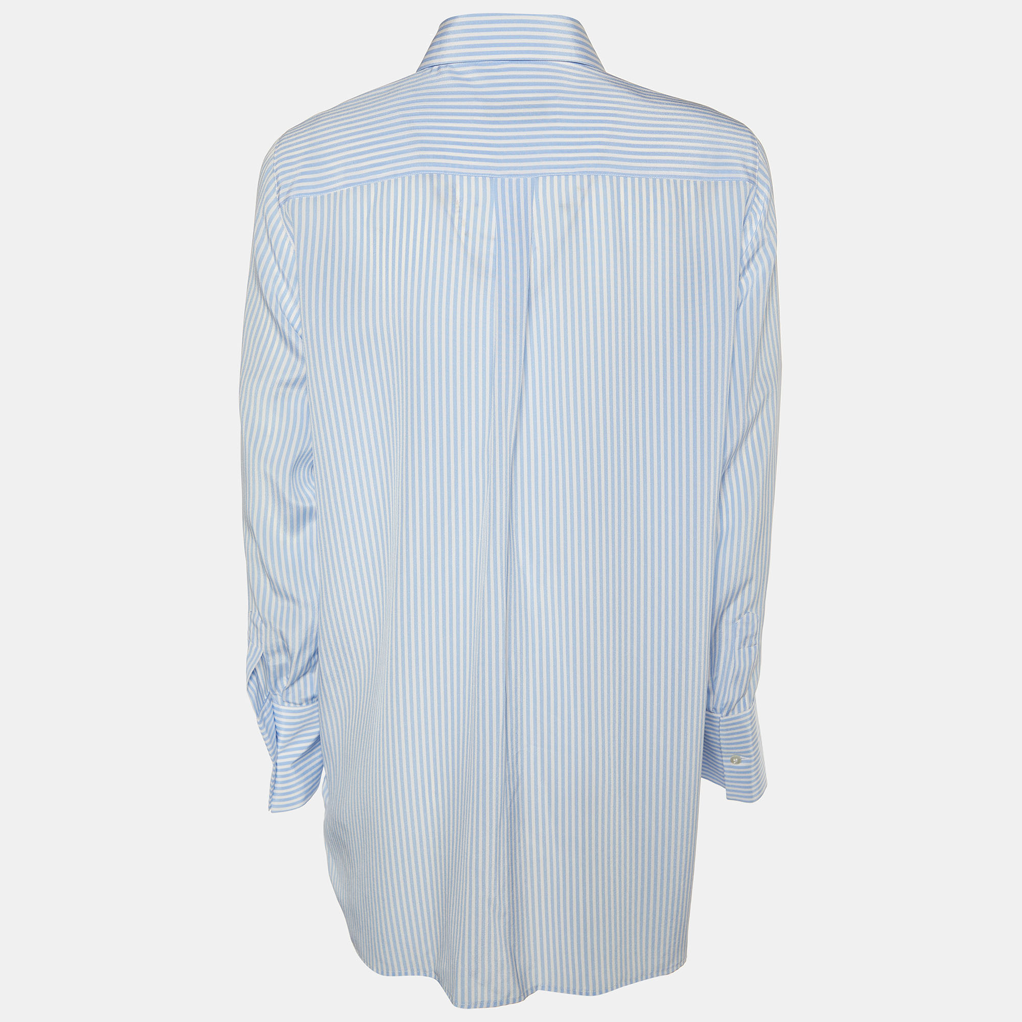 

Valentino Blue & White Striped Silk Button Front Shirt