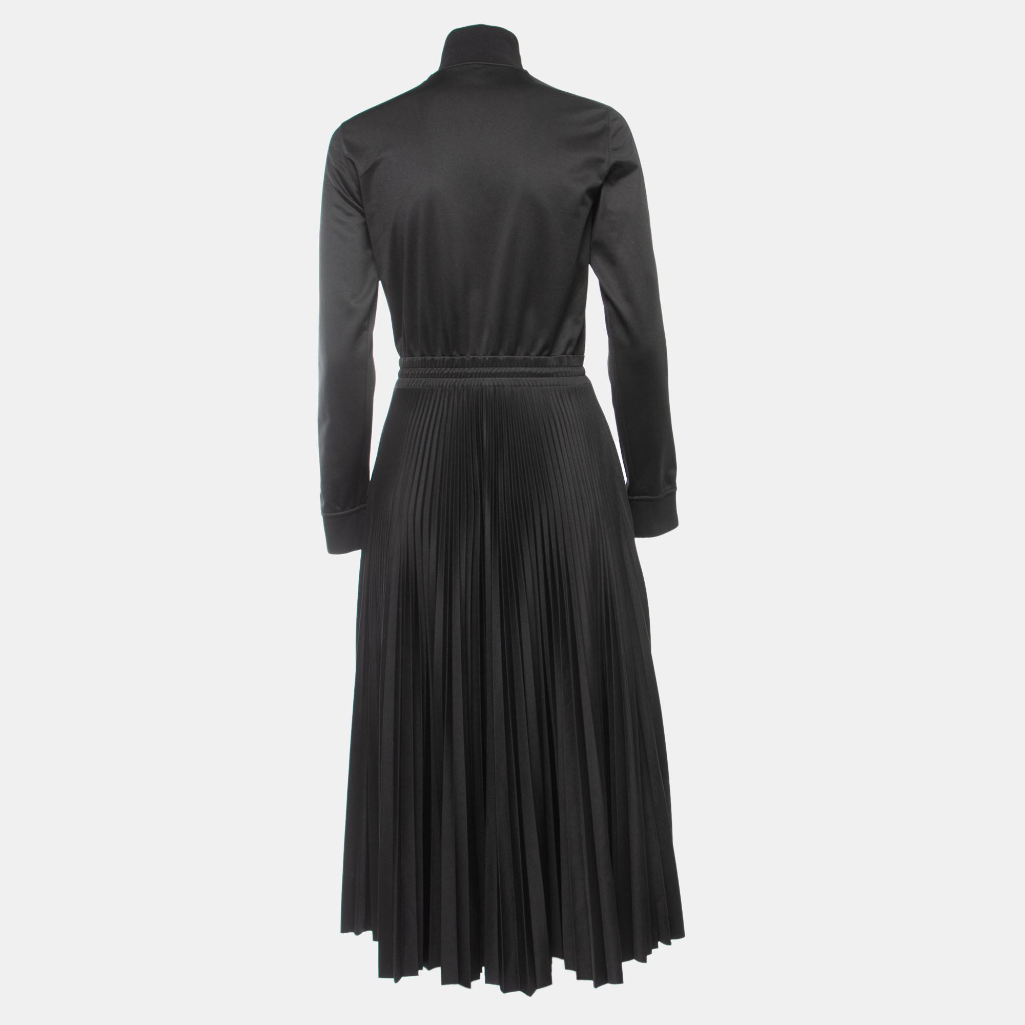 

Valentino Black VLTN Print Knit Zip Front Pleated Midi Dress