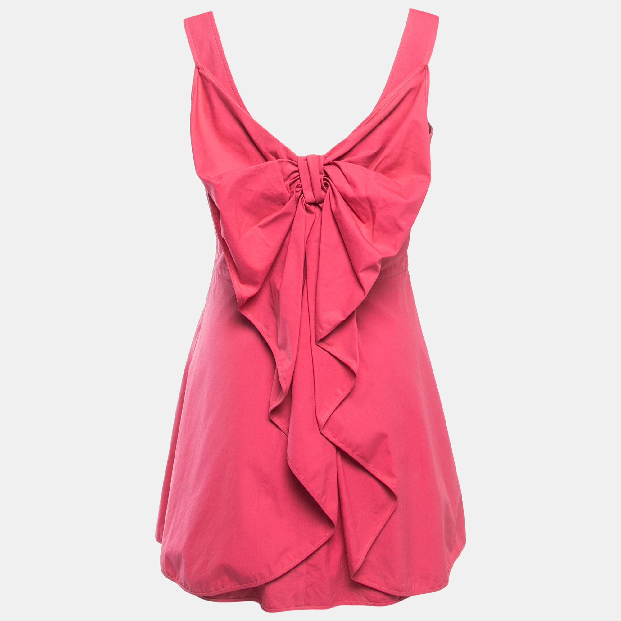 

Valentino Techno Couture Pink Cotton Bow Detailed Sleeveless Mini Dress