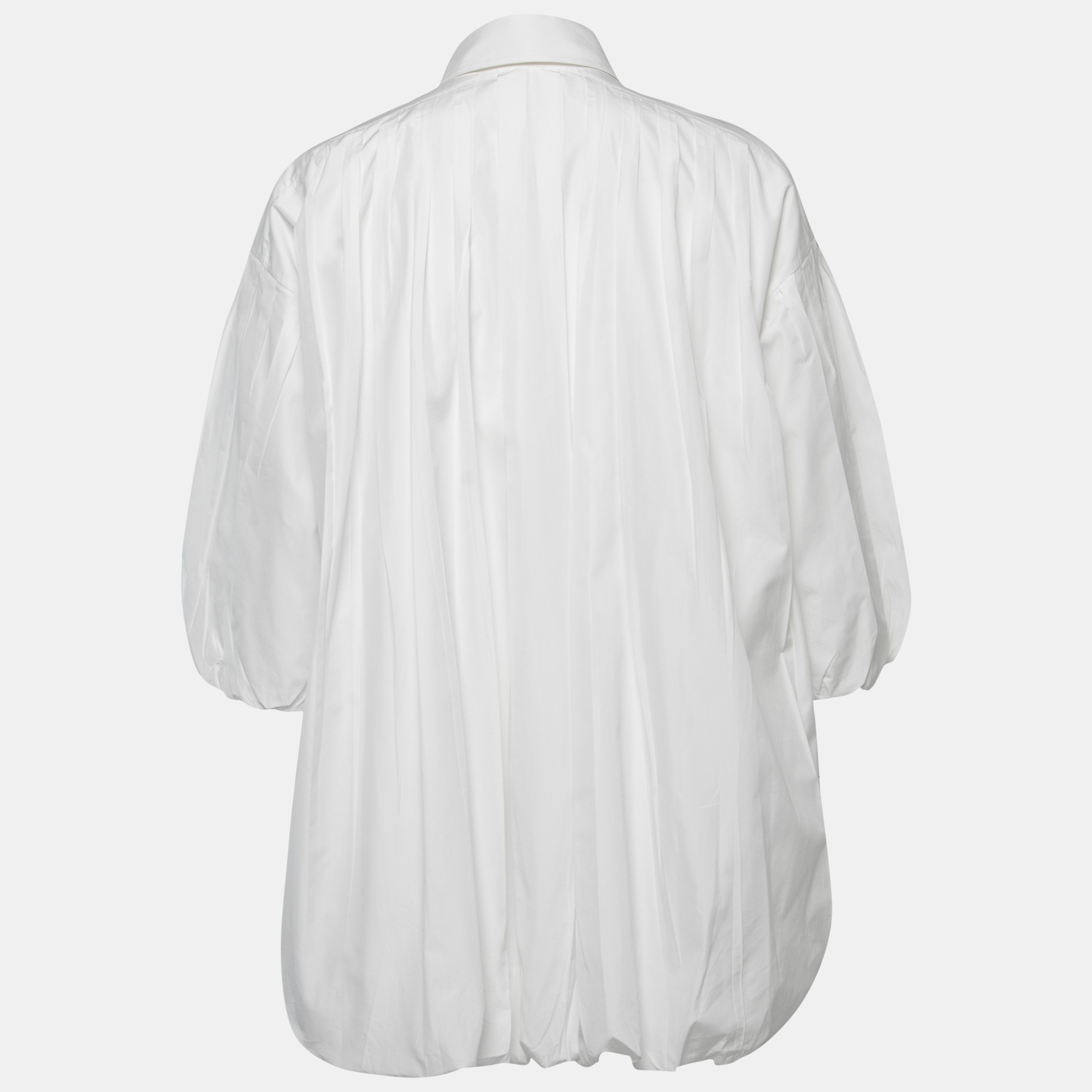 

Valentino White Cotton Poplin Pleated Shirt