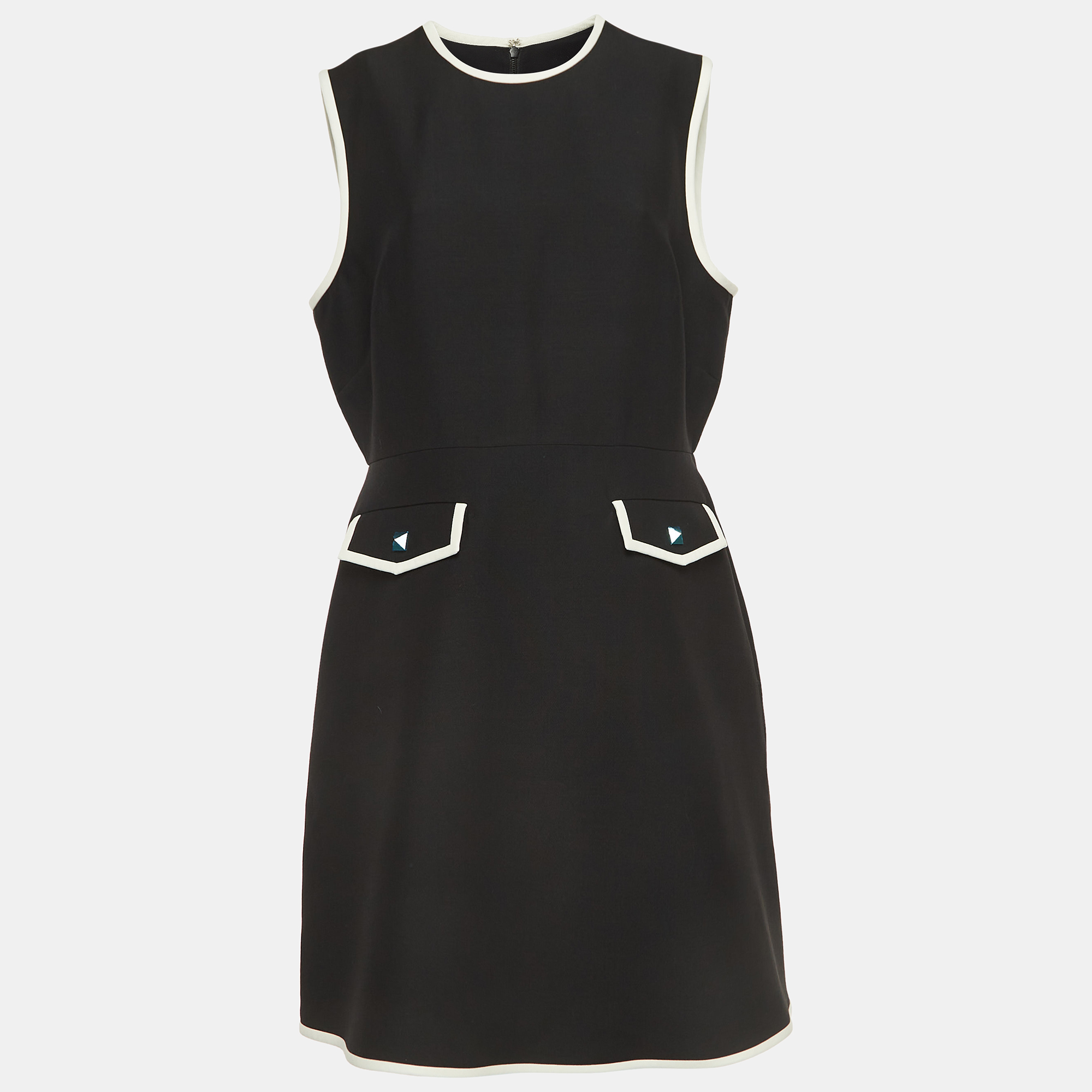 

Valentino Black Crepe Stud Button Detail Couture Dress