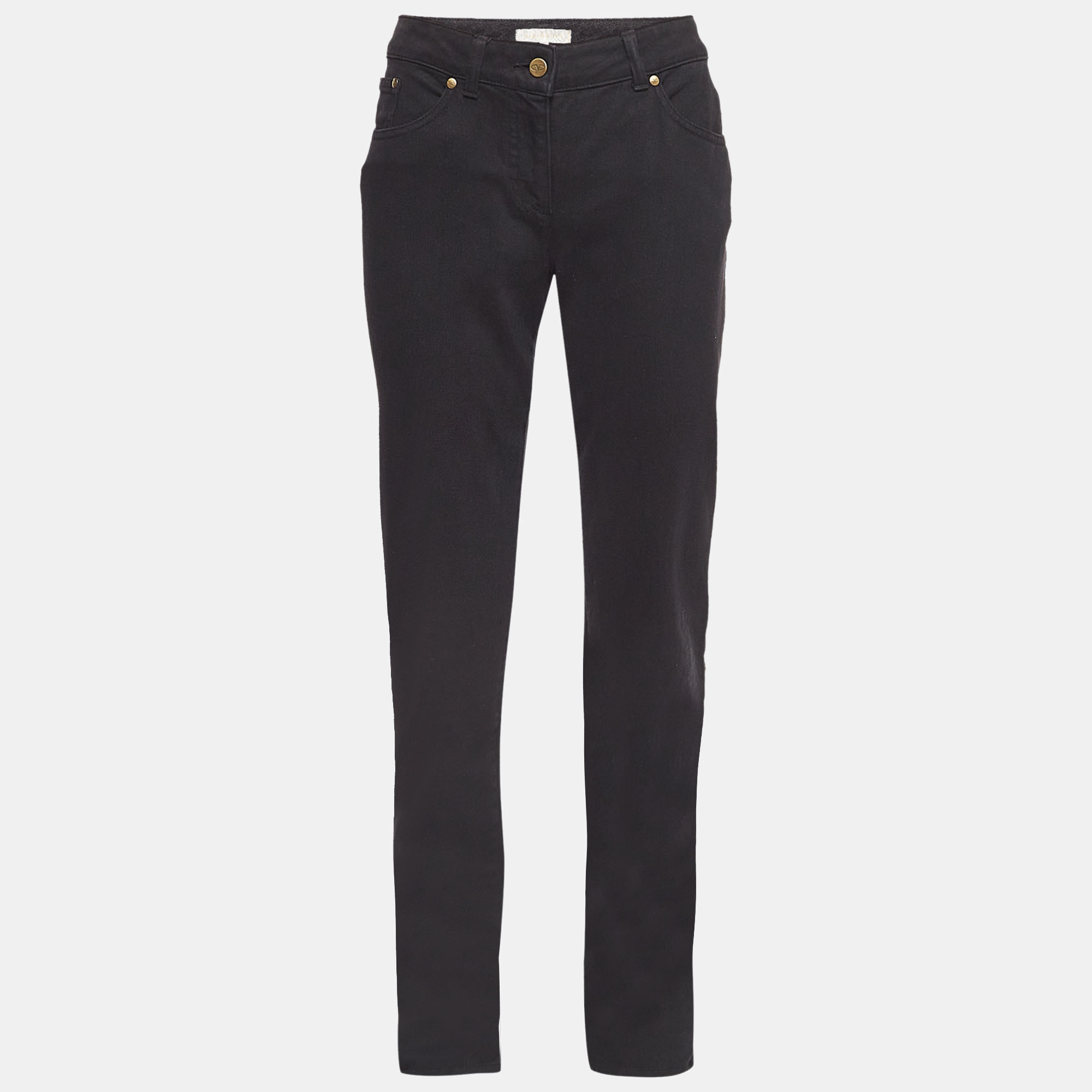 Pre-owned Valentino Black Denim Button Flared Jeans M Waist 32''
