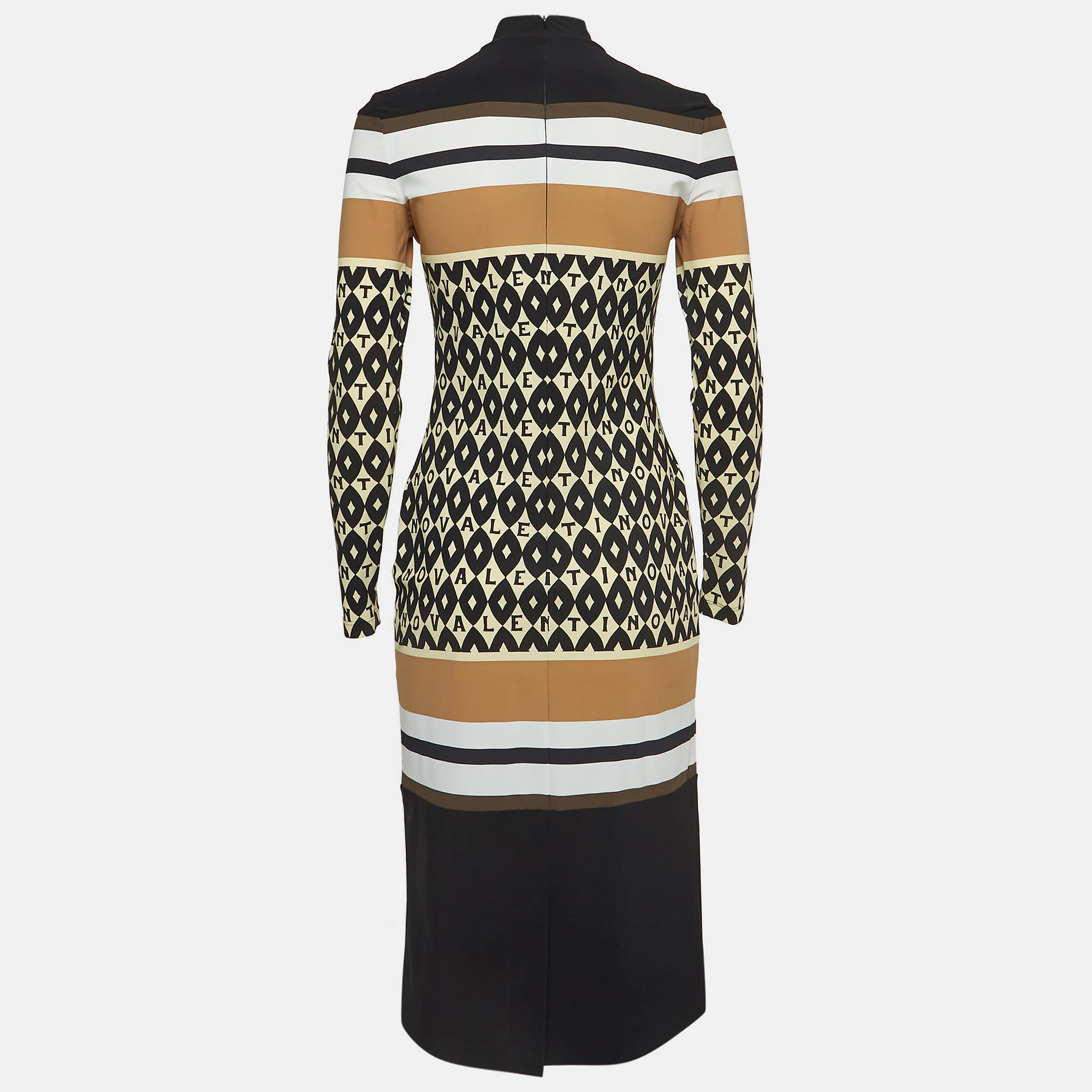 Valentino Multicolor Printed Jersey Foulard Archive Midi Dress S 
