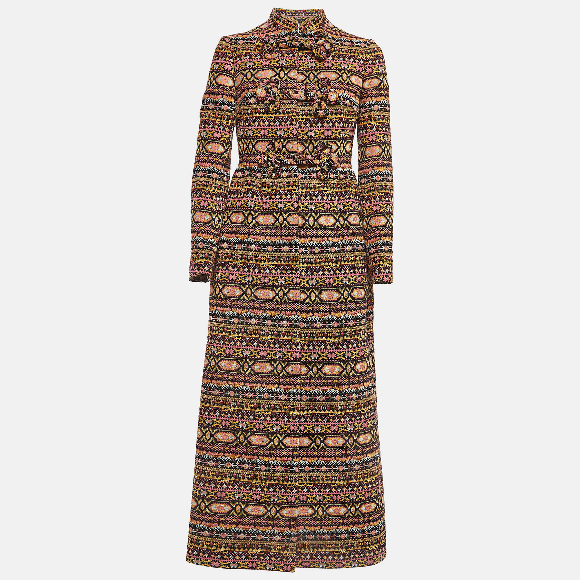 

Valentino Multicolor Tapestry Wool Blend Long Coat
