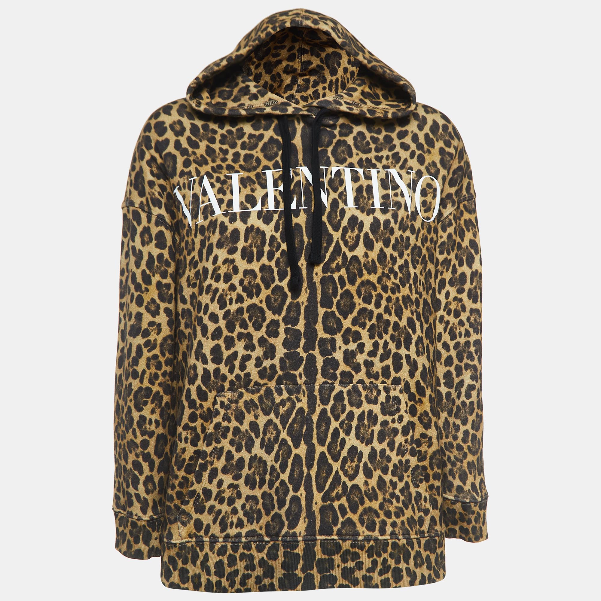 

Valentino Brown Leopard Print Cotton Oversized Hoodie