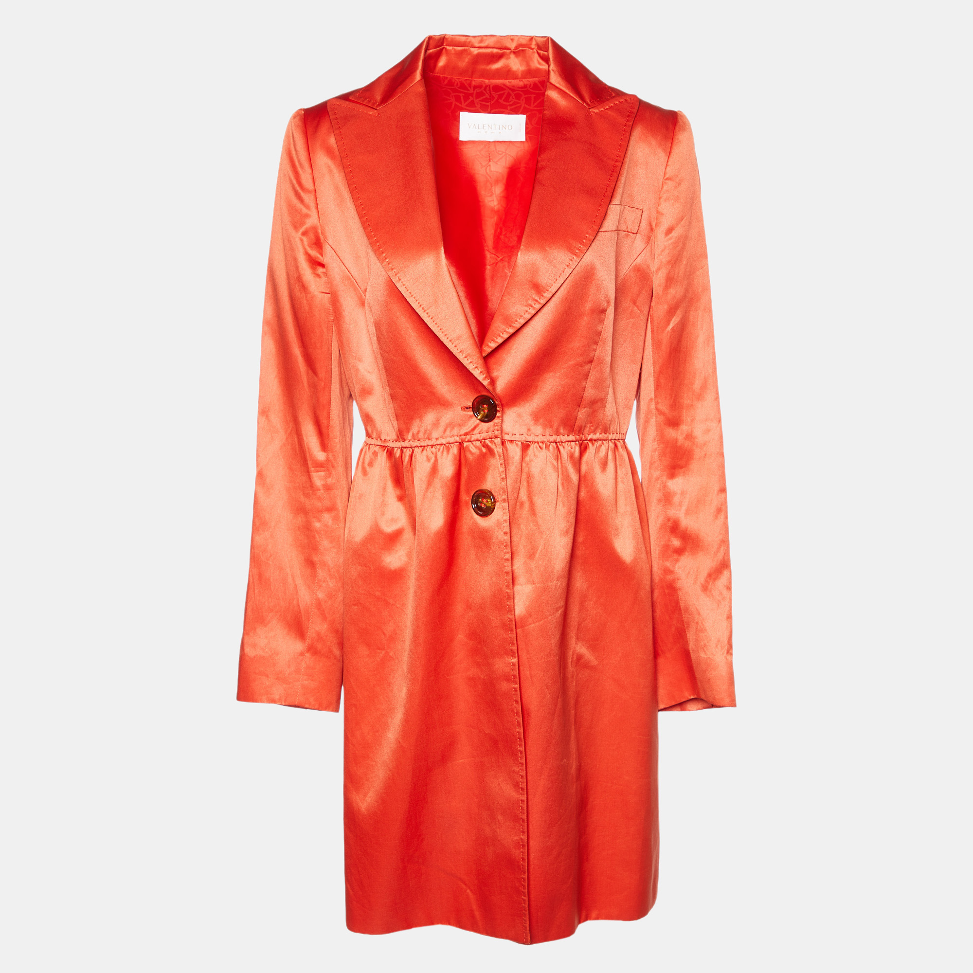 

Valentino Orange Cotton & Silk Satin Button Front Coat L