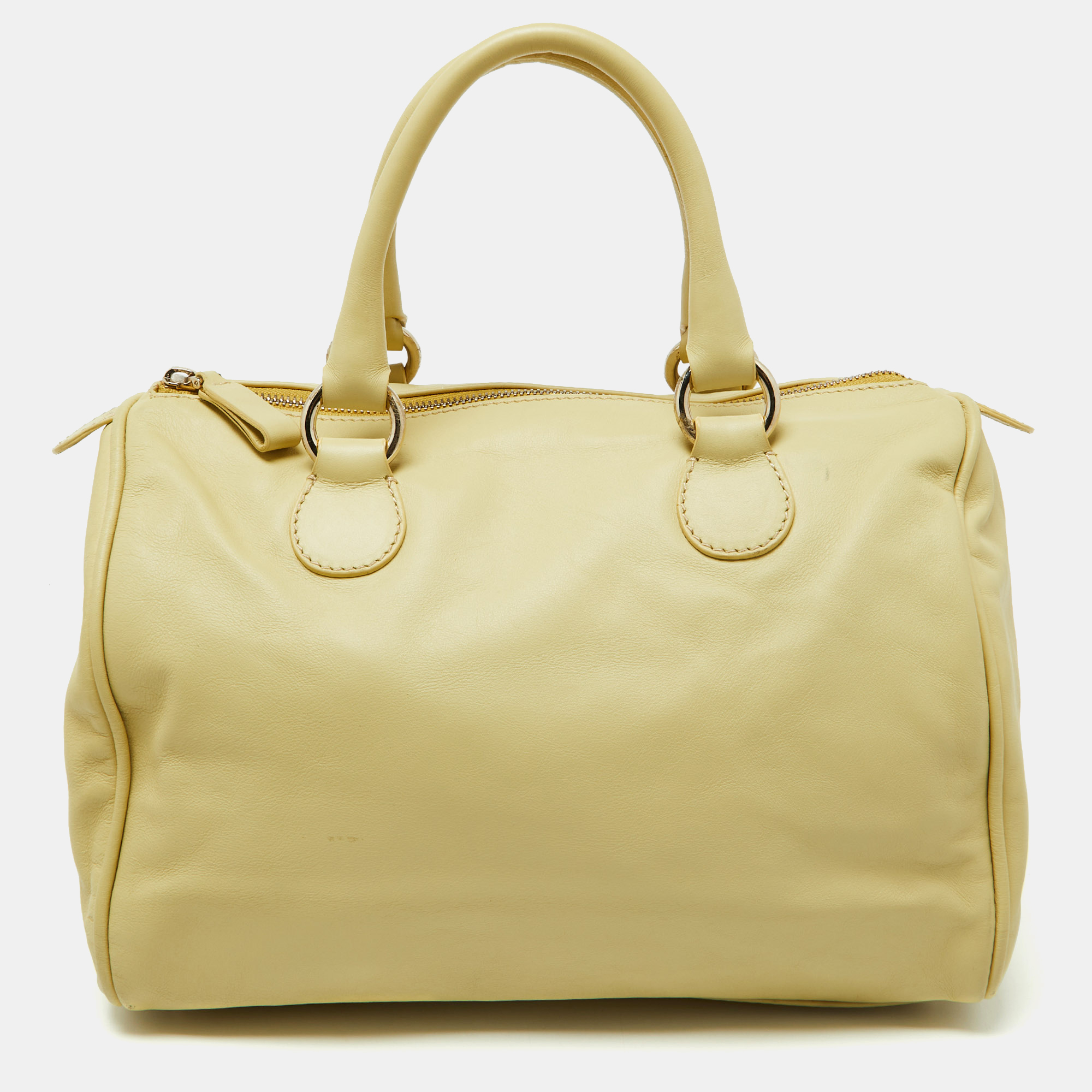 

Valentino Yellow Leather Zip Boston Bag