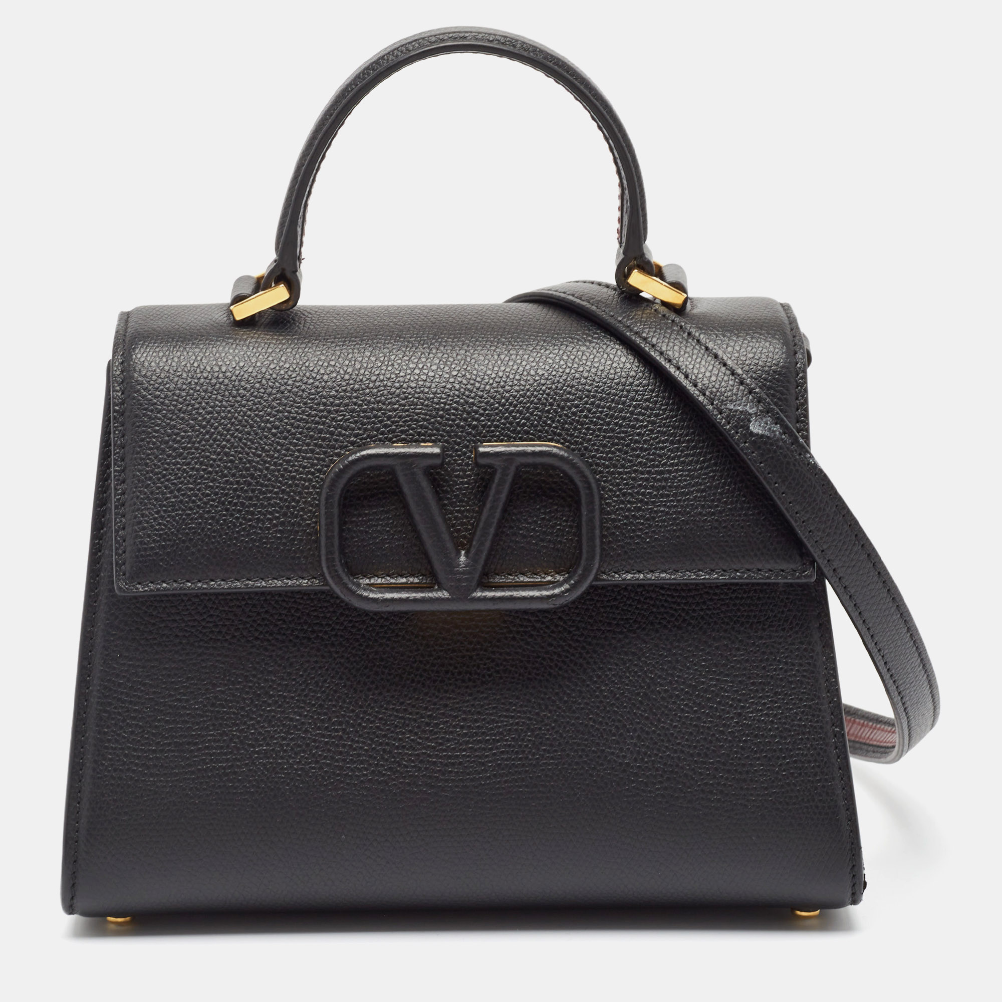 

Valentino Black Leather Small VSling Top Handle Bag