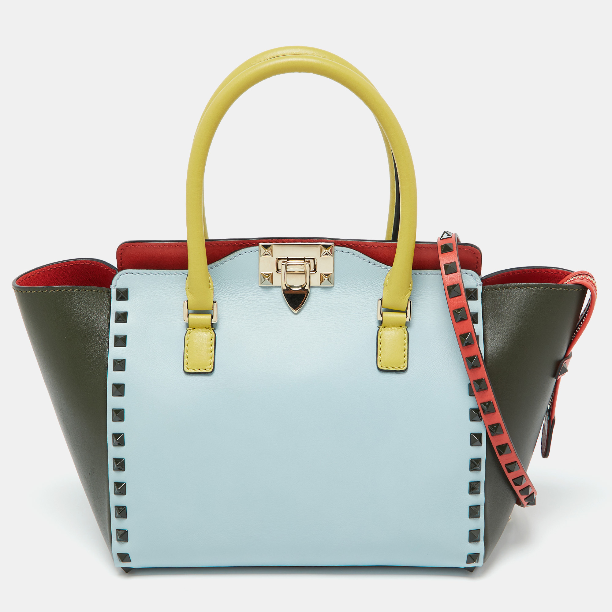 

Valentino Multicolor Leather  Rockstud Trapeze Tote