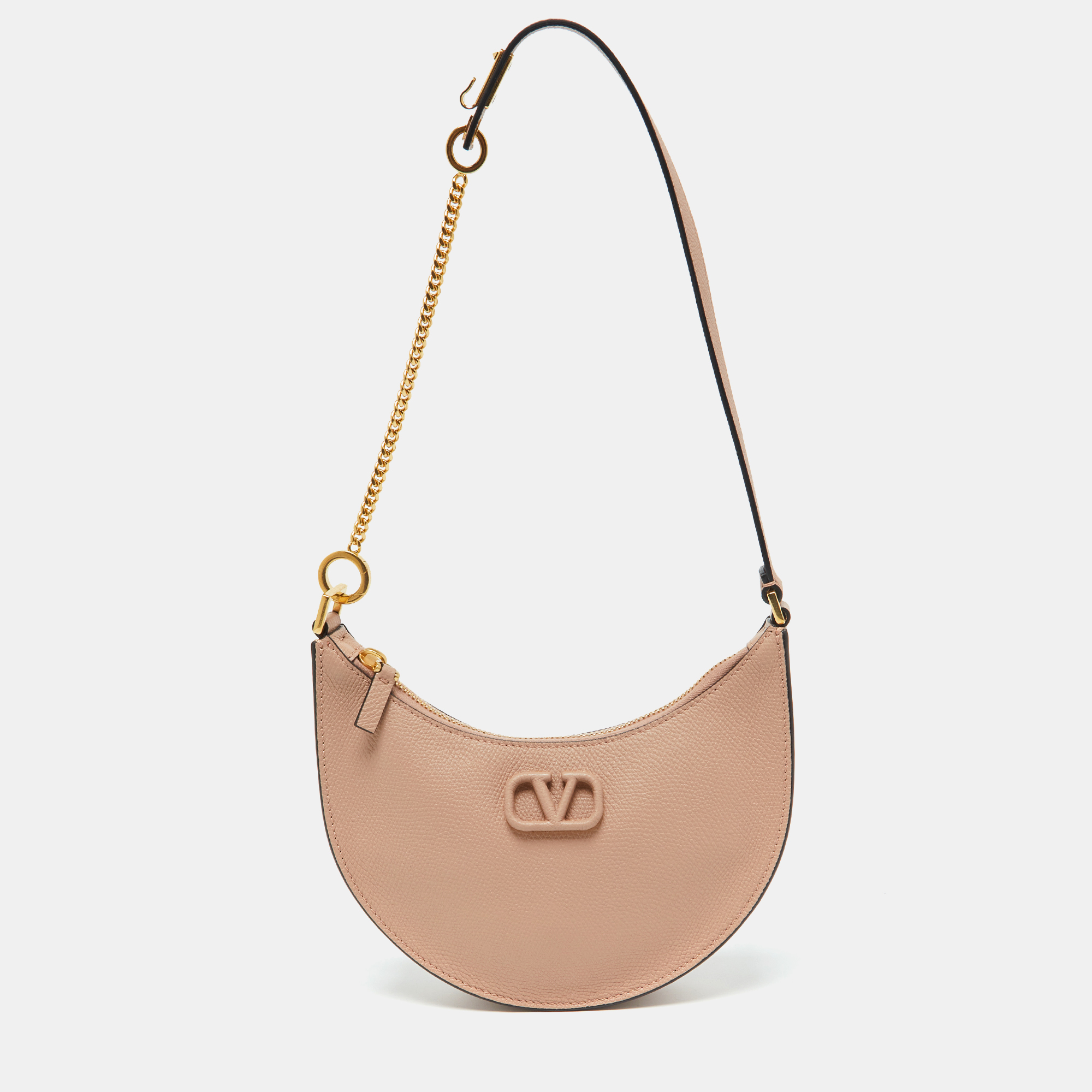 

Valentino Beige Leather Mini Escape V Logo Hobo