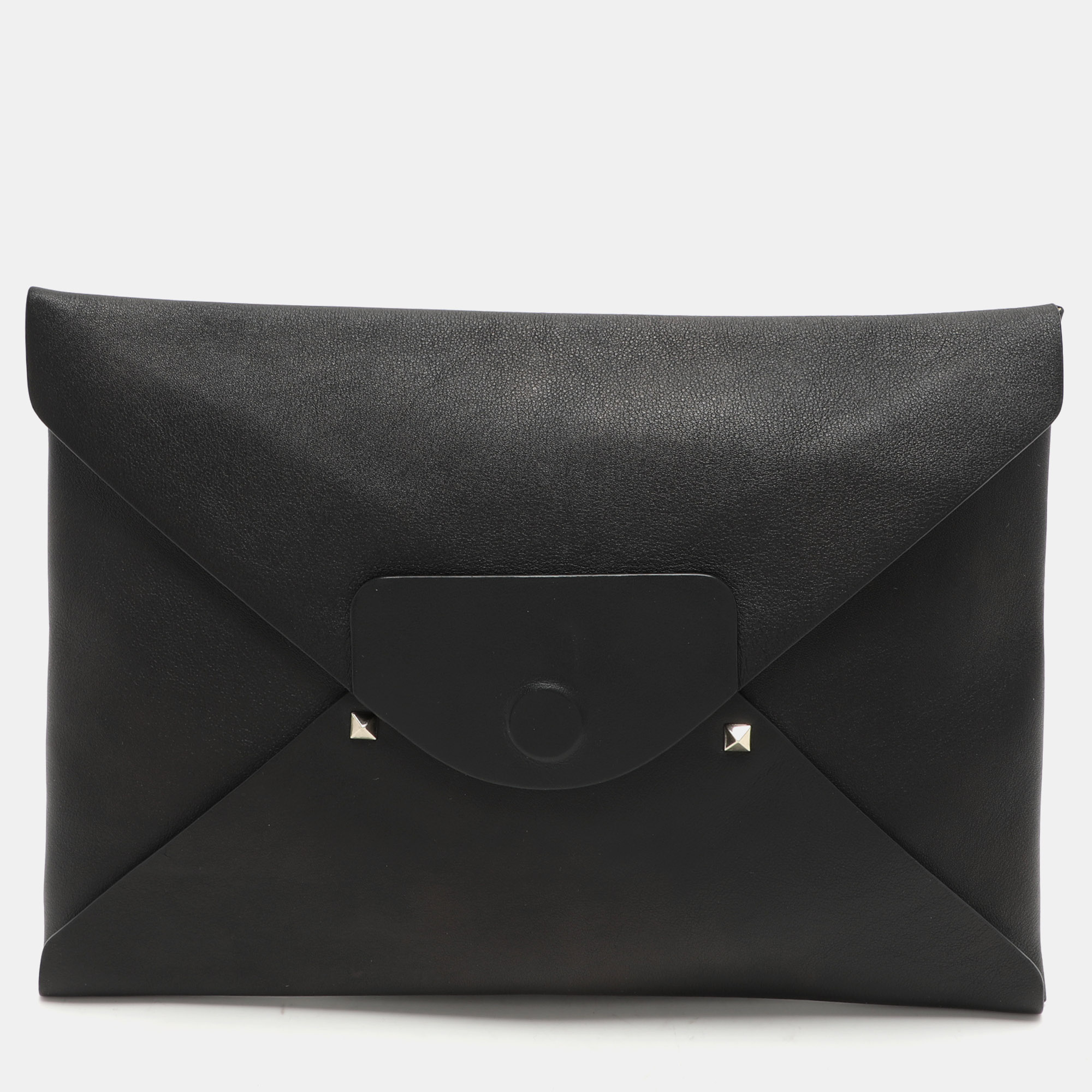 

Valentino Black Leather Envelope Rockstud Clutch