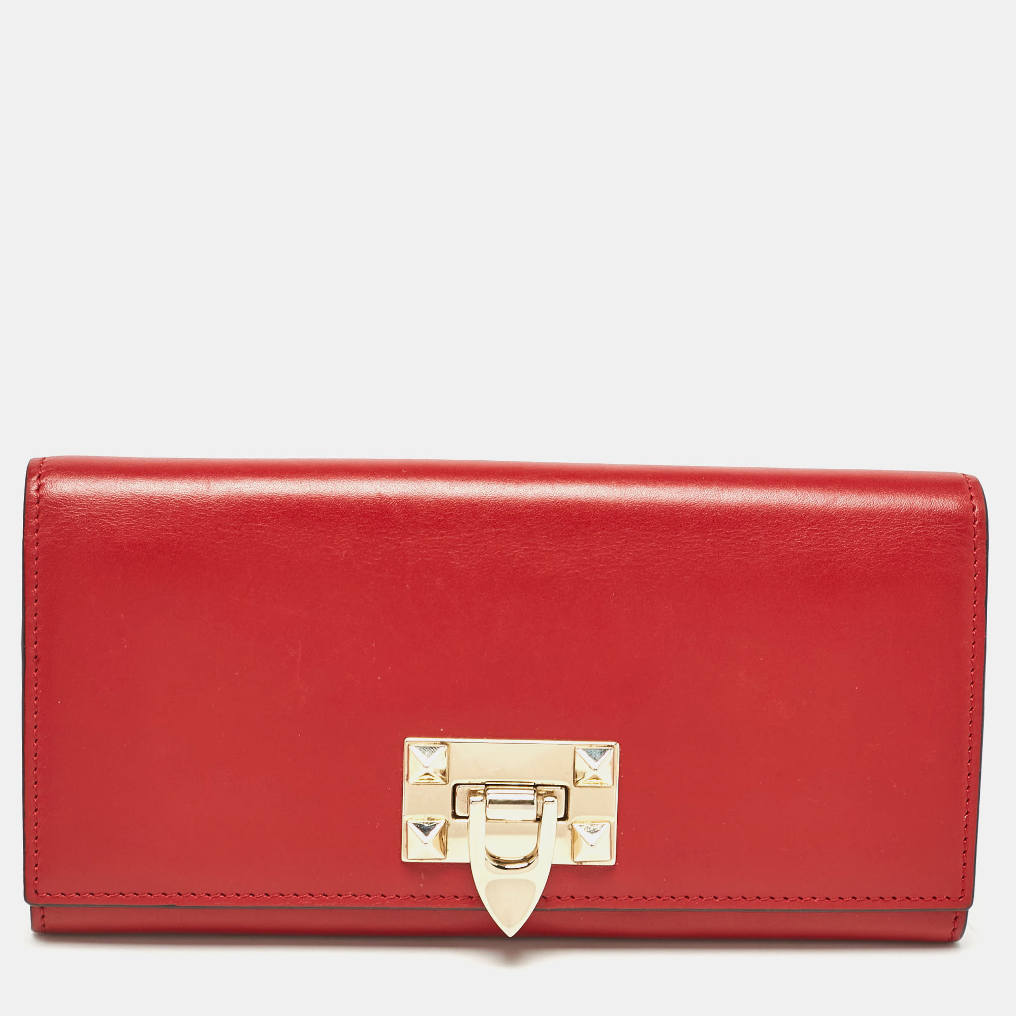 

Valentino Red Leather Rockstud Continental Wallet