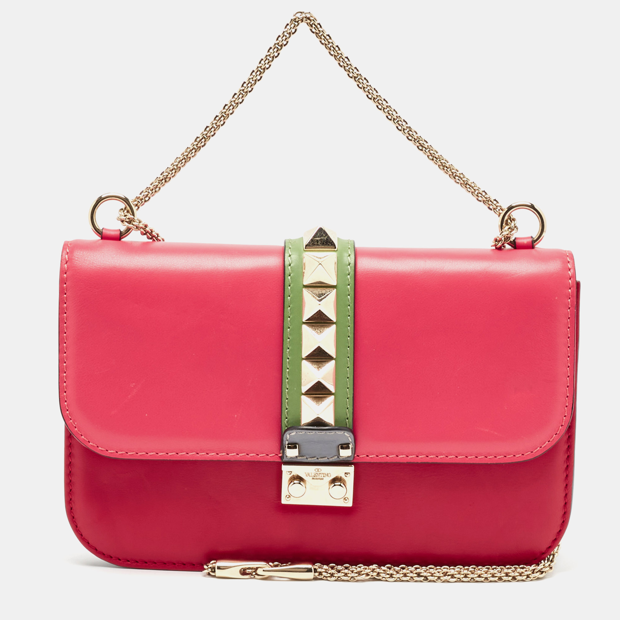 

Valentino Multicolor Leather  Glam Lock Chain Shoulder Bag