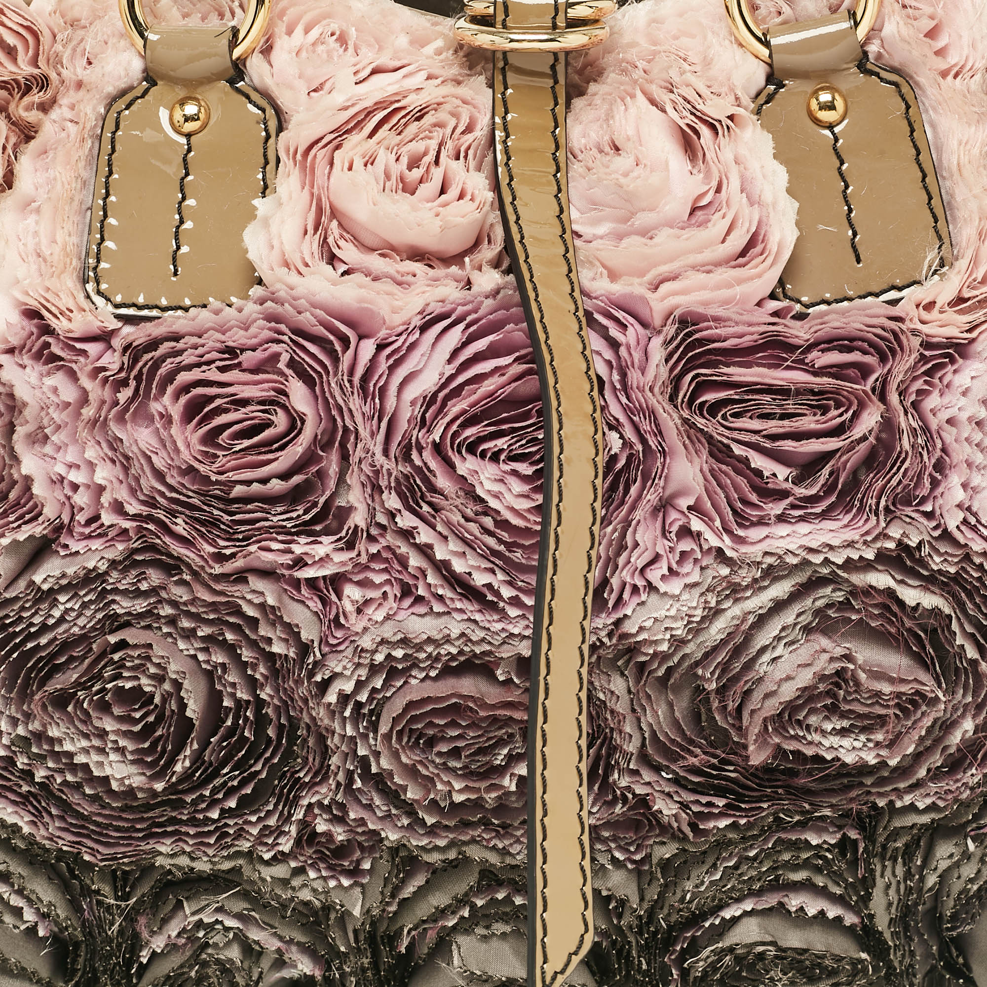 Valentino Multicolor Patent Leather and Satin Rosier Tote 