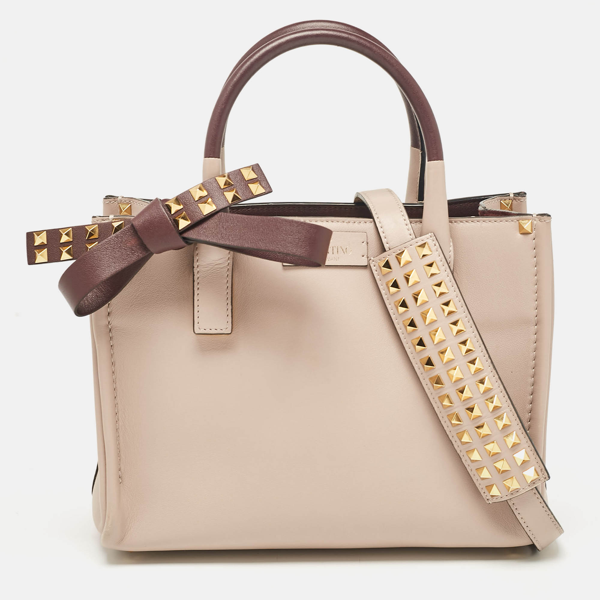 

Valentino Purple/Light Mauve Leather Rockstud Tote