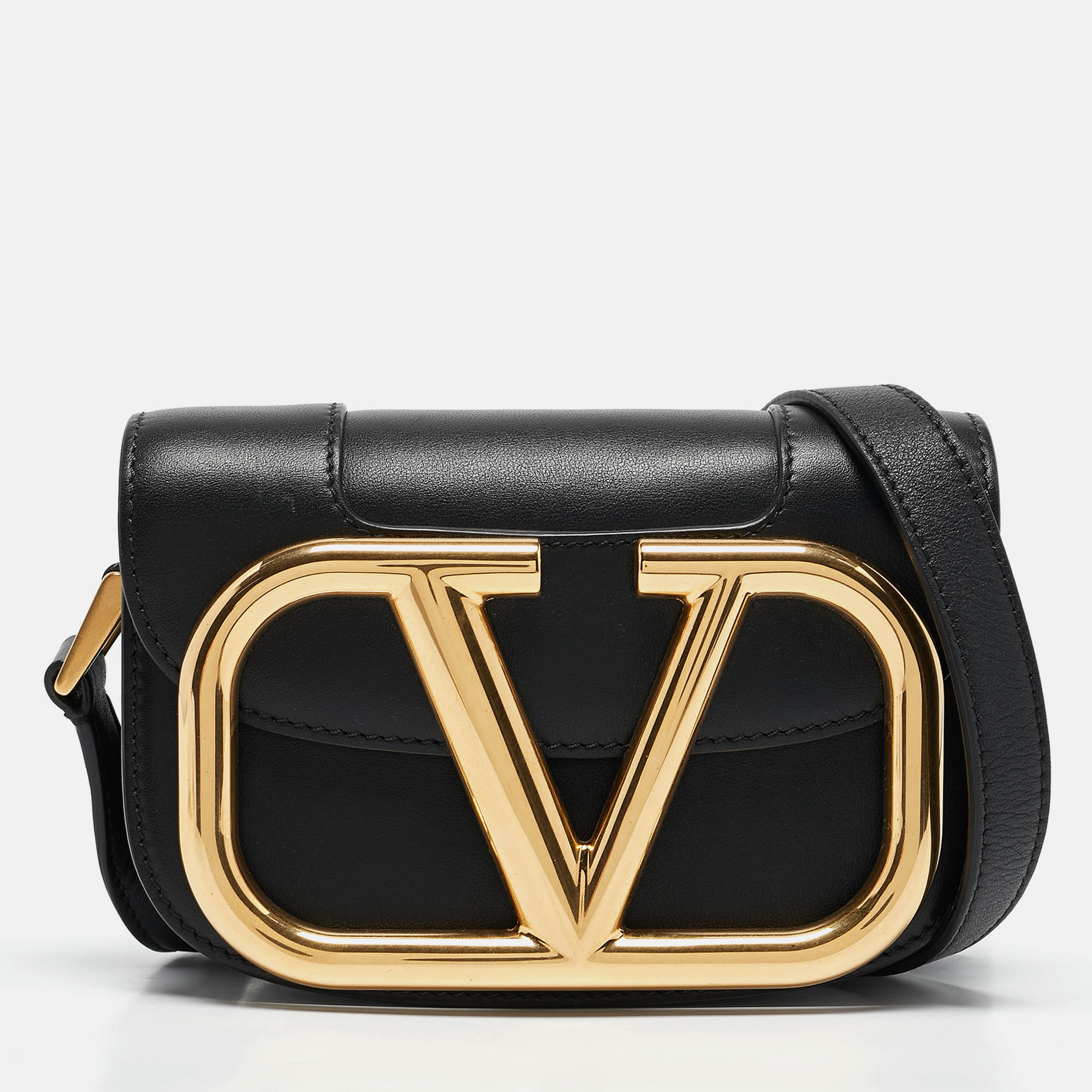 

Valentino Black Leather  Supervee Crossbody Bag