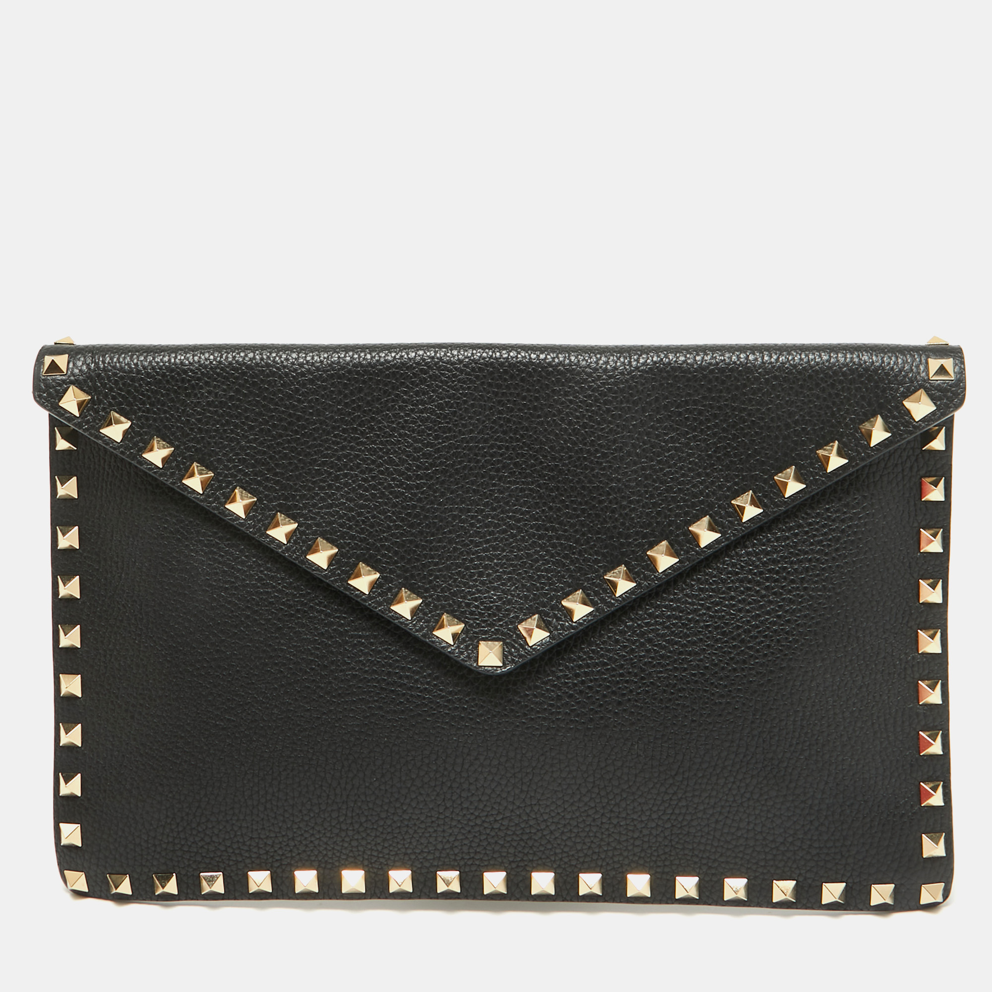 

Valentino Black Leather Rockstud Envelope Pouch