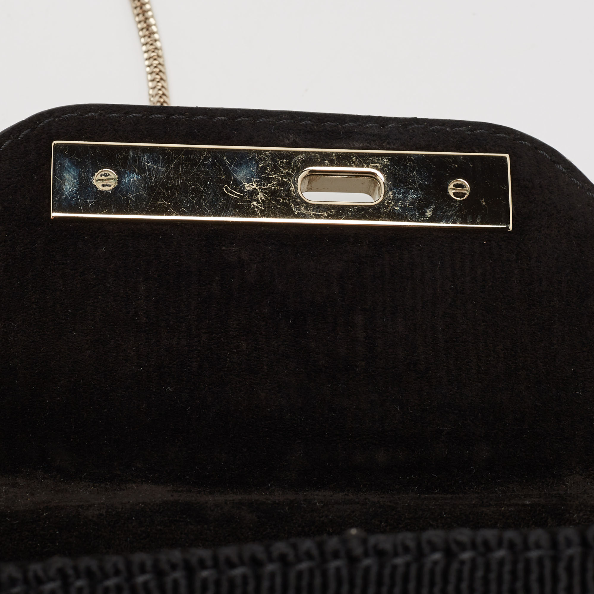 Valentino Black Suede Embroidered Chain Shoulder Bag 