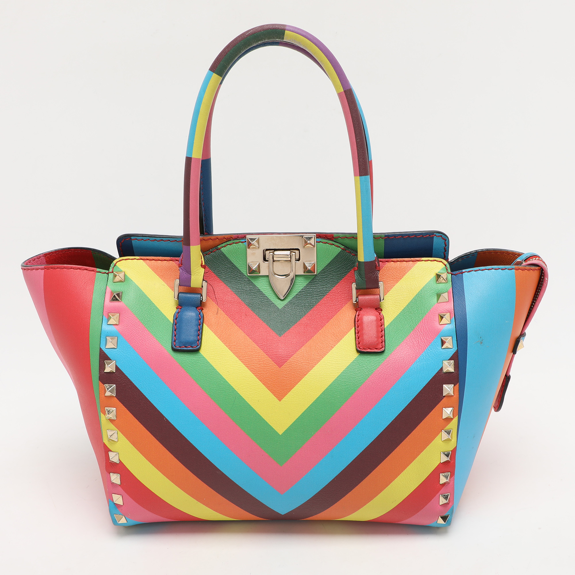 

Valentino Multicolor Leather  Rockstud Trapeze Tote