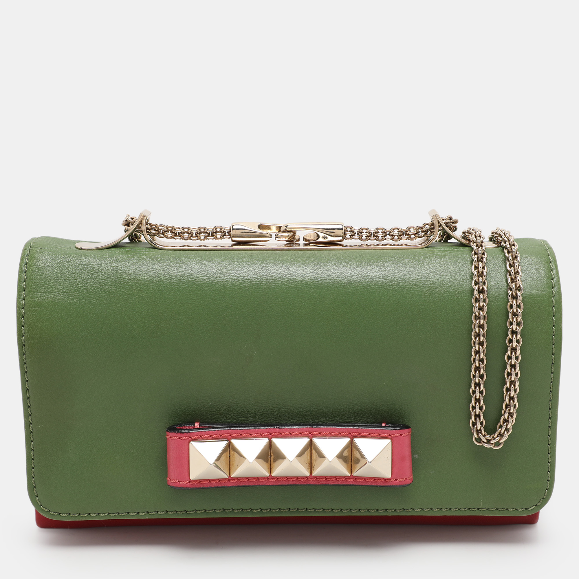 

Valentino Multicolor Leather Rockstud Va Va Voom Chain Clutch