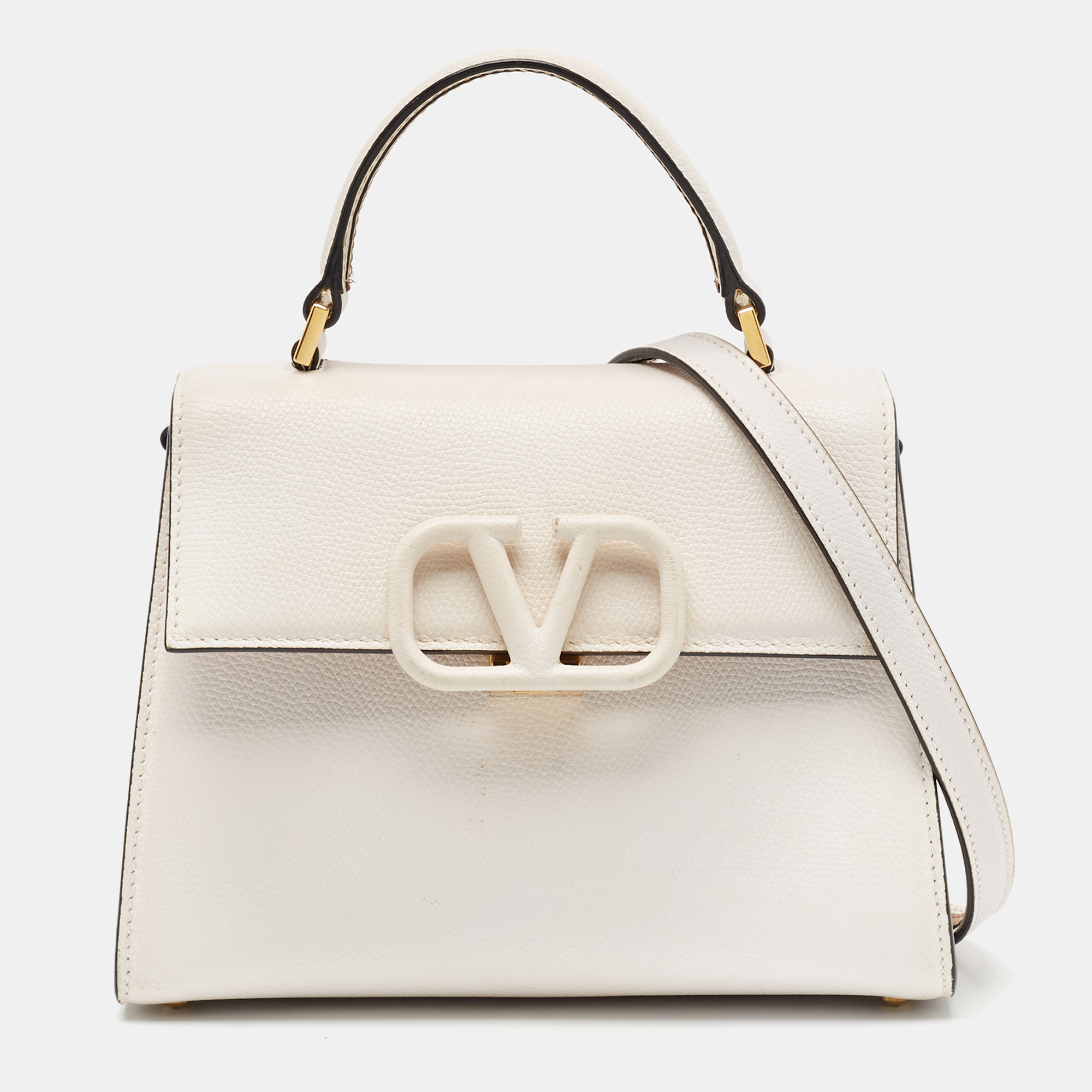 

Valentino White Leather Small VSLING Top Handle Bag