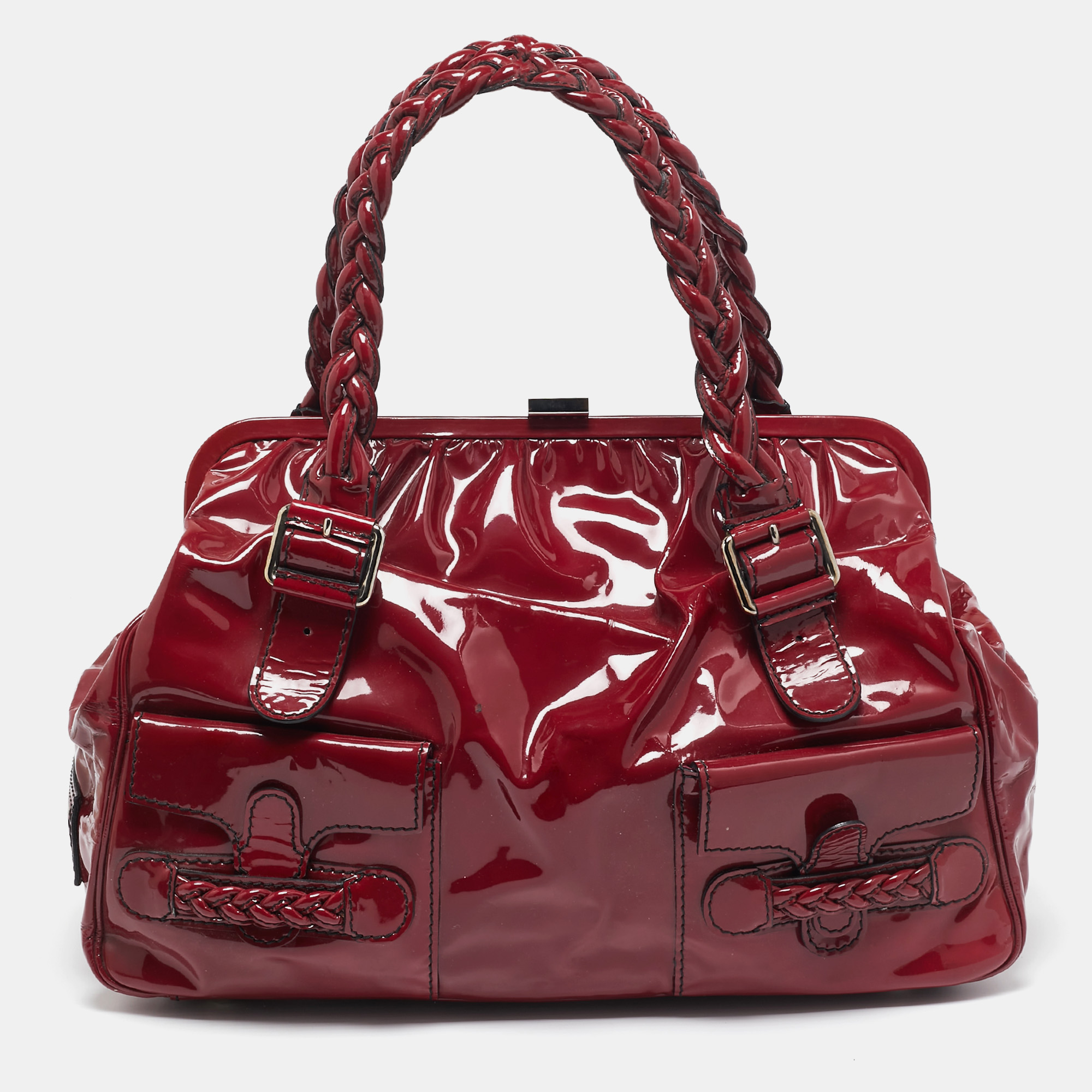 

Valentino Red Patent Histoire Framed Bag