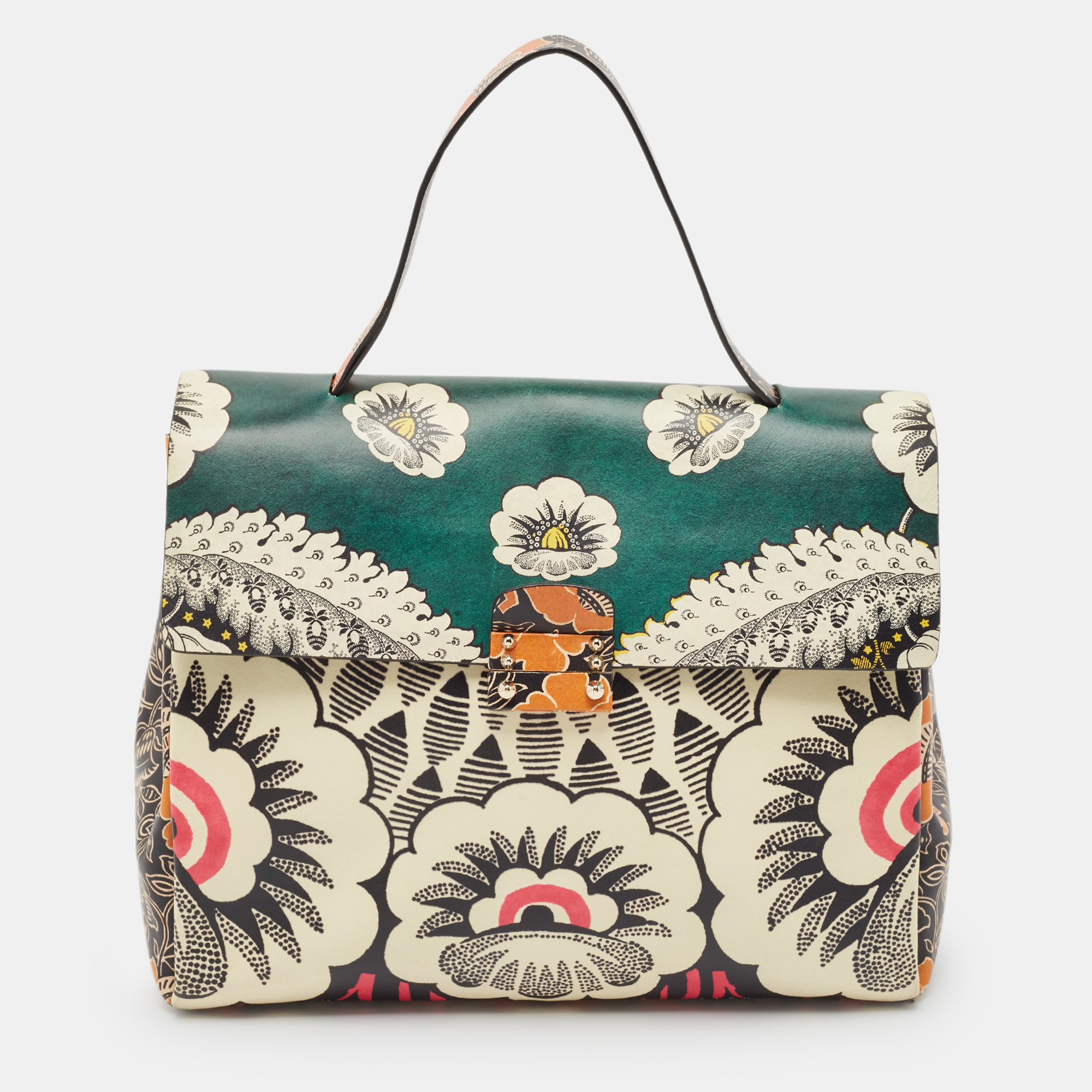 

Valentino Multicolor Floral Print Leather Mime Top Handle Bag