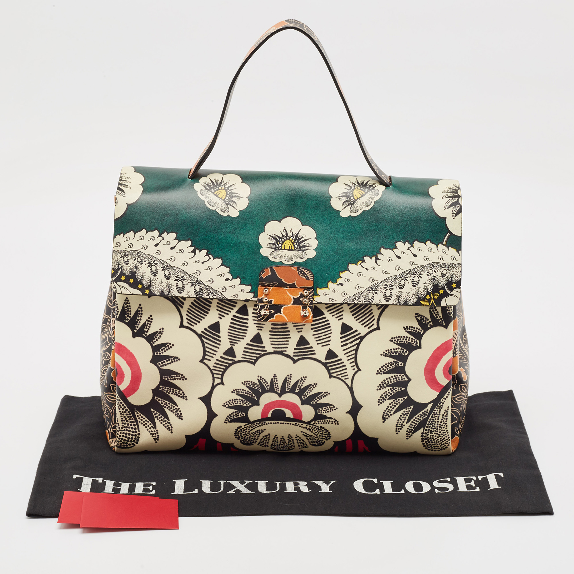 Valentino Multicolor Floral Print Leather Mime Top Handle Bag 
