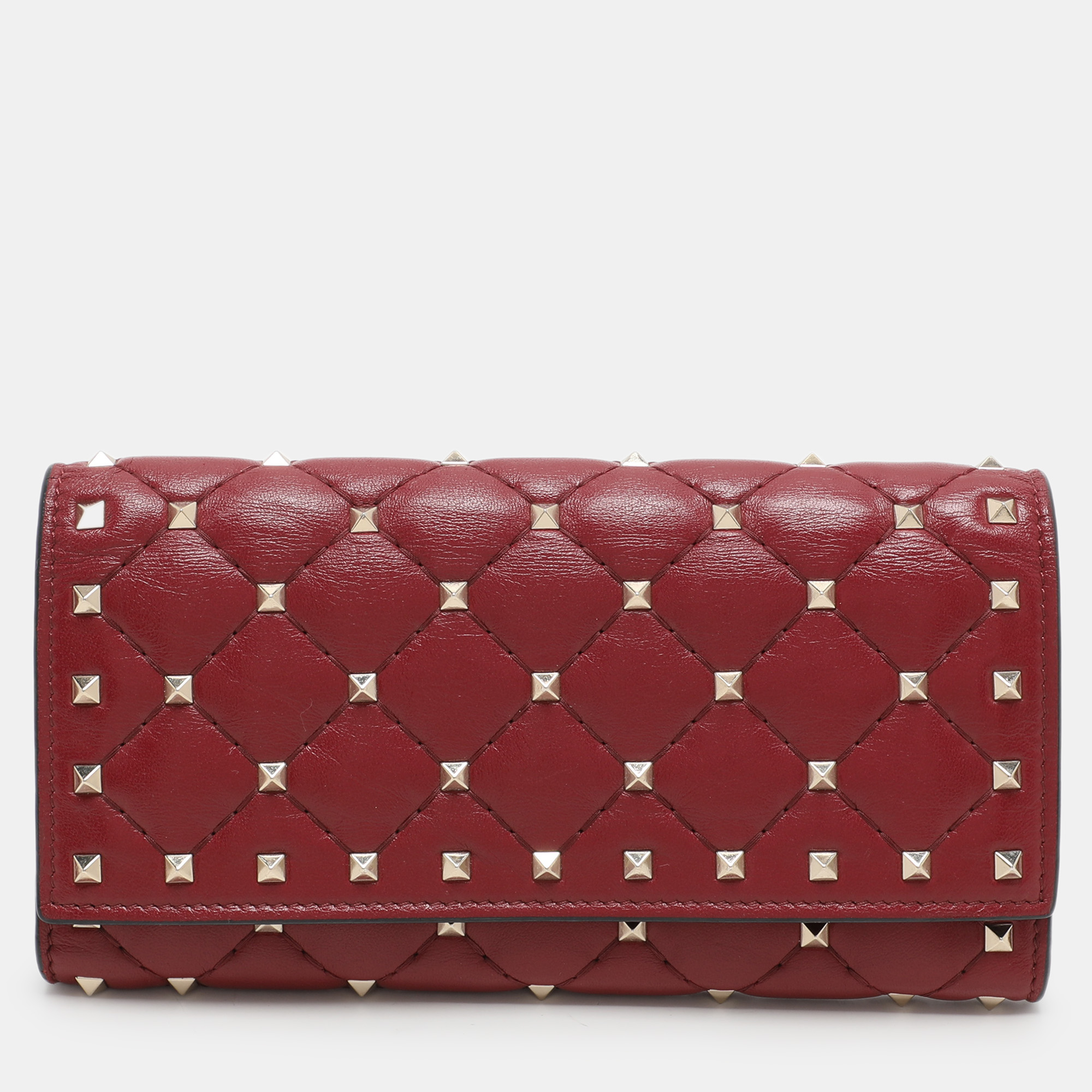 

Valentino Burgundy Leather Rockstud Spike Continental Wallet