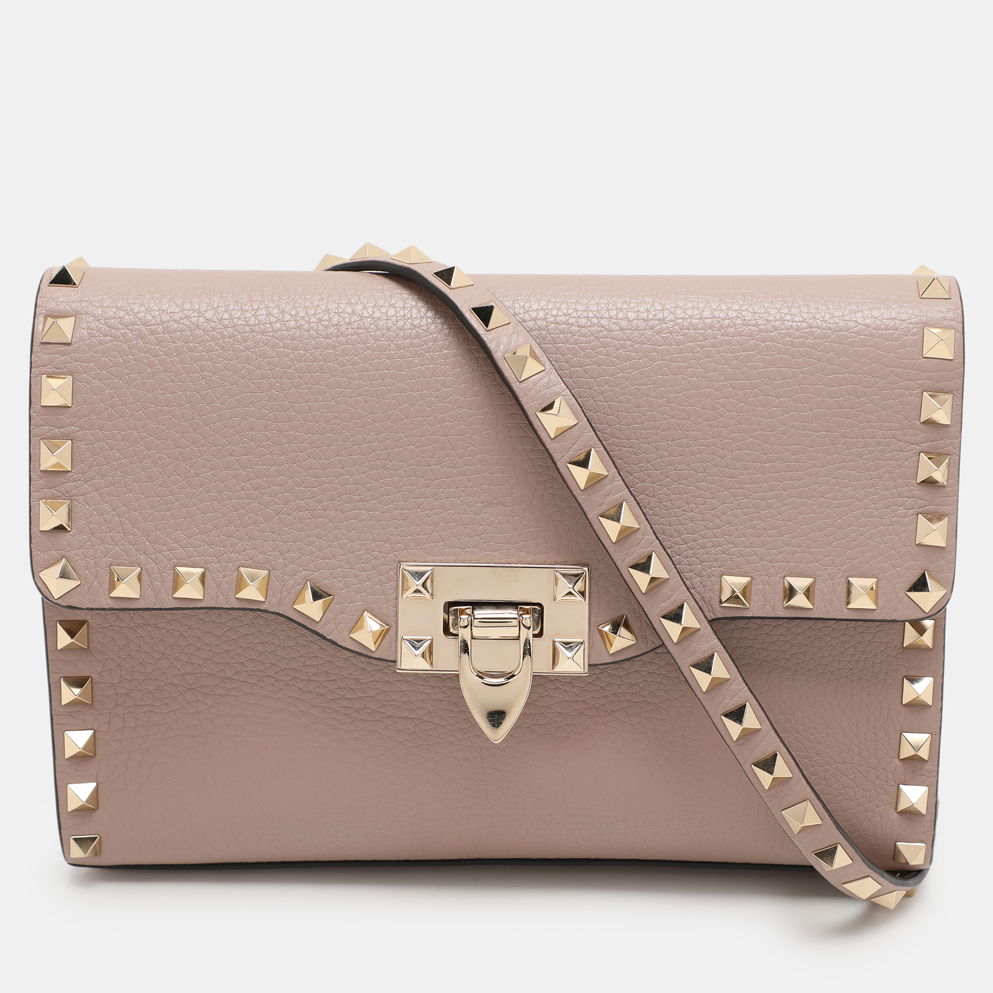 

Valentino Beige Leather Rockstud Crossbody Flap Bag