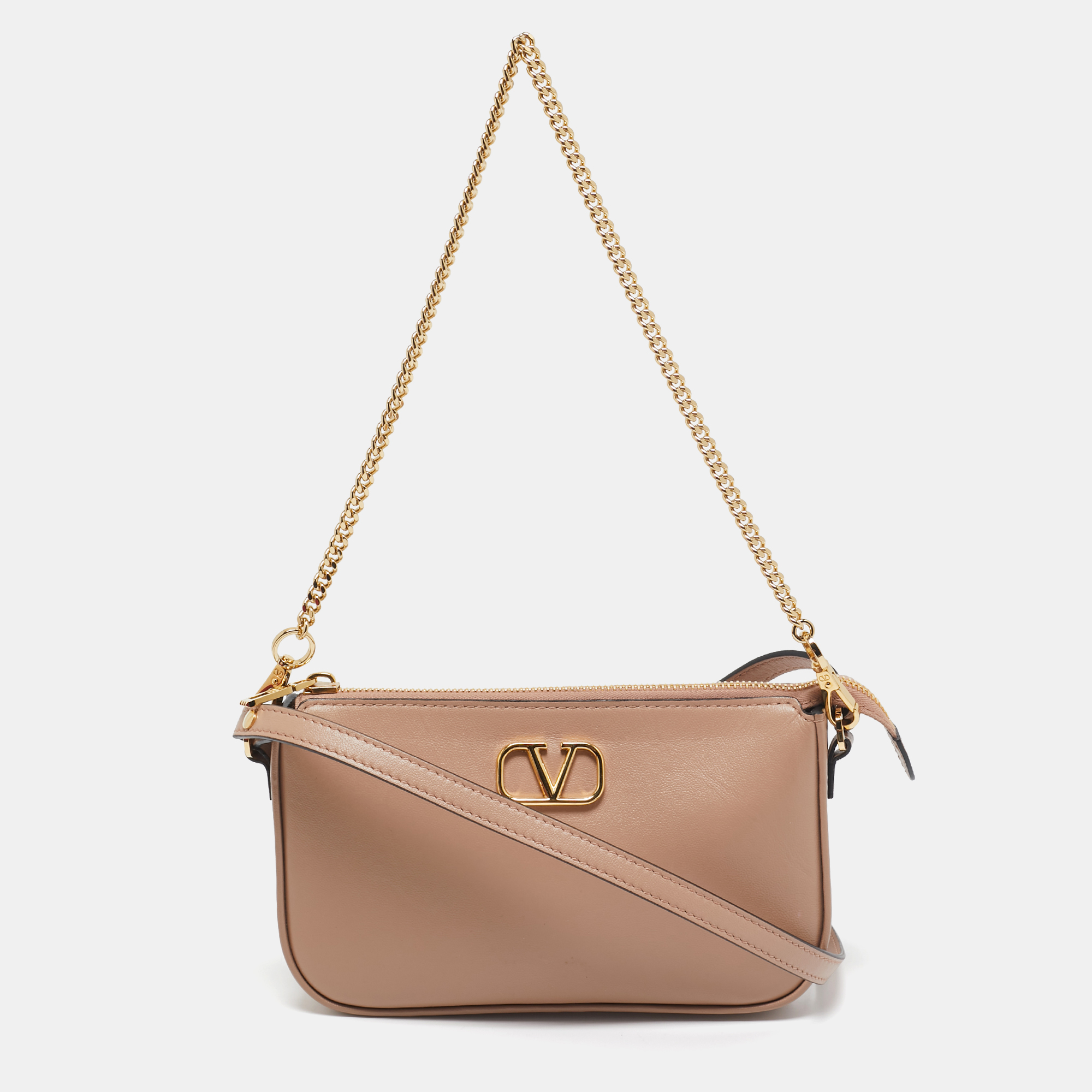 

Valentino Beige Leather Mini VLogo Crossbody Bag