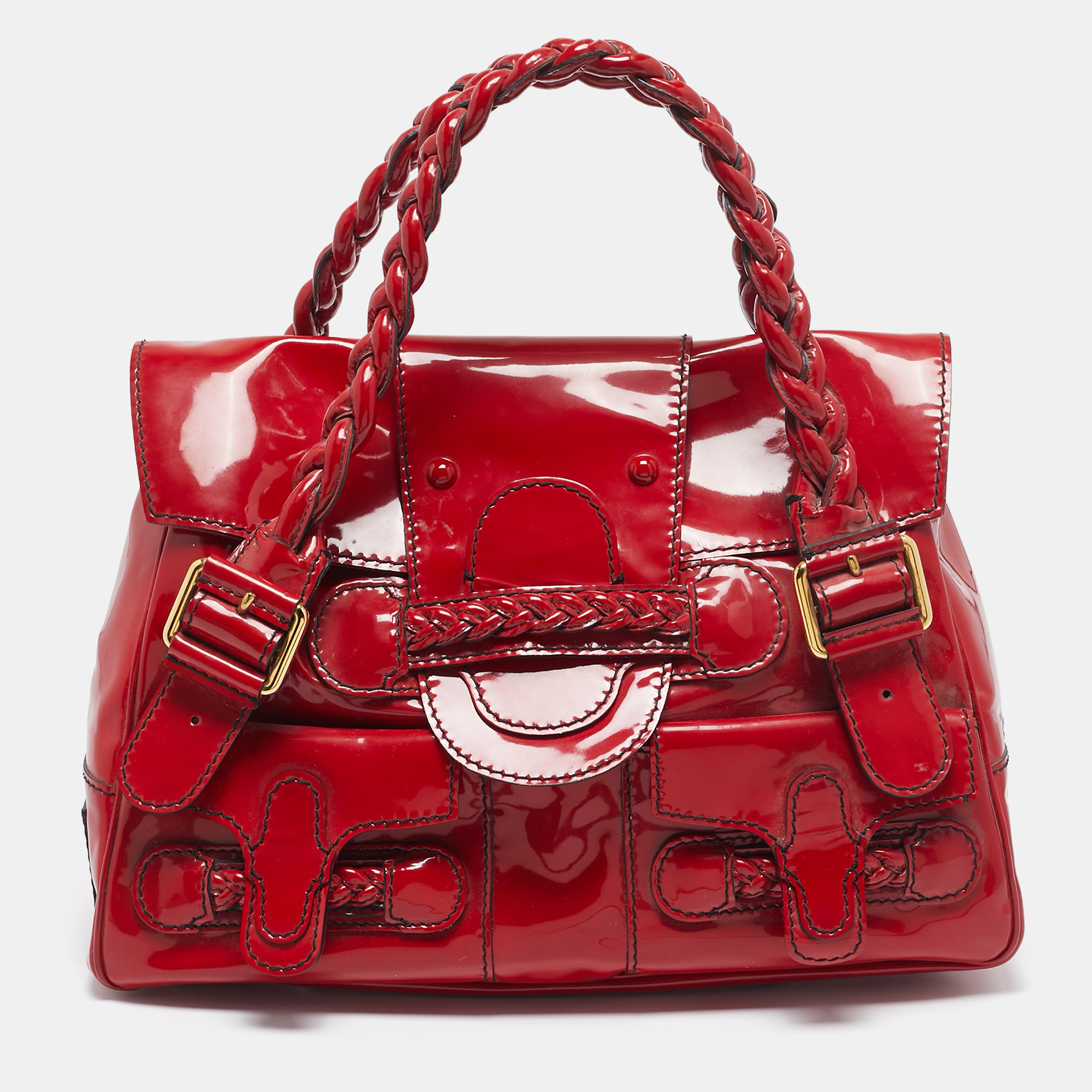 

Valentino Red Patent Leather Histoire Satchel