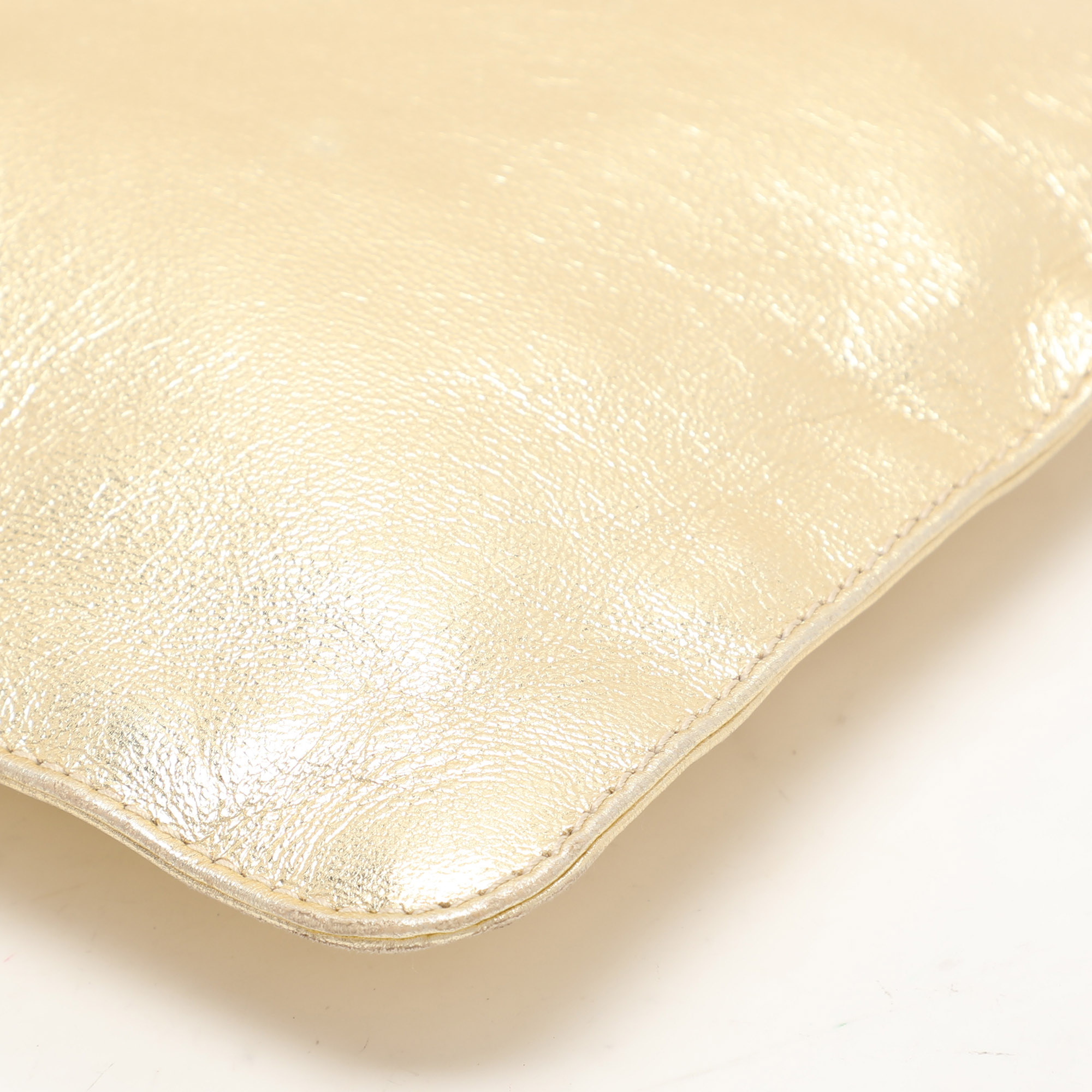 Valentino Gold Leather Wristlet Clutch 