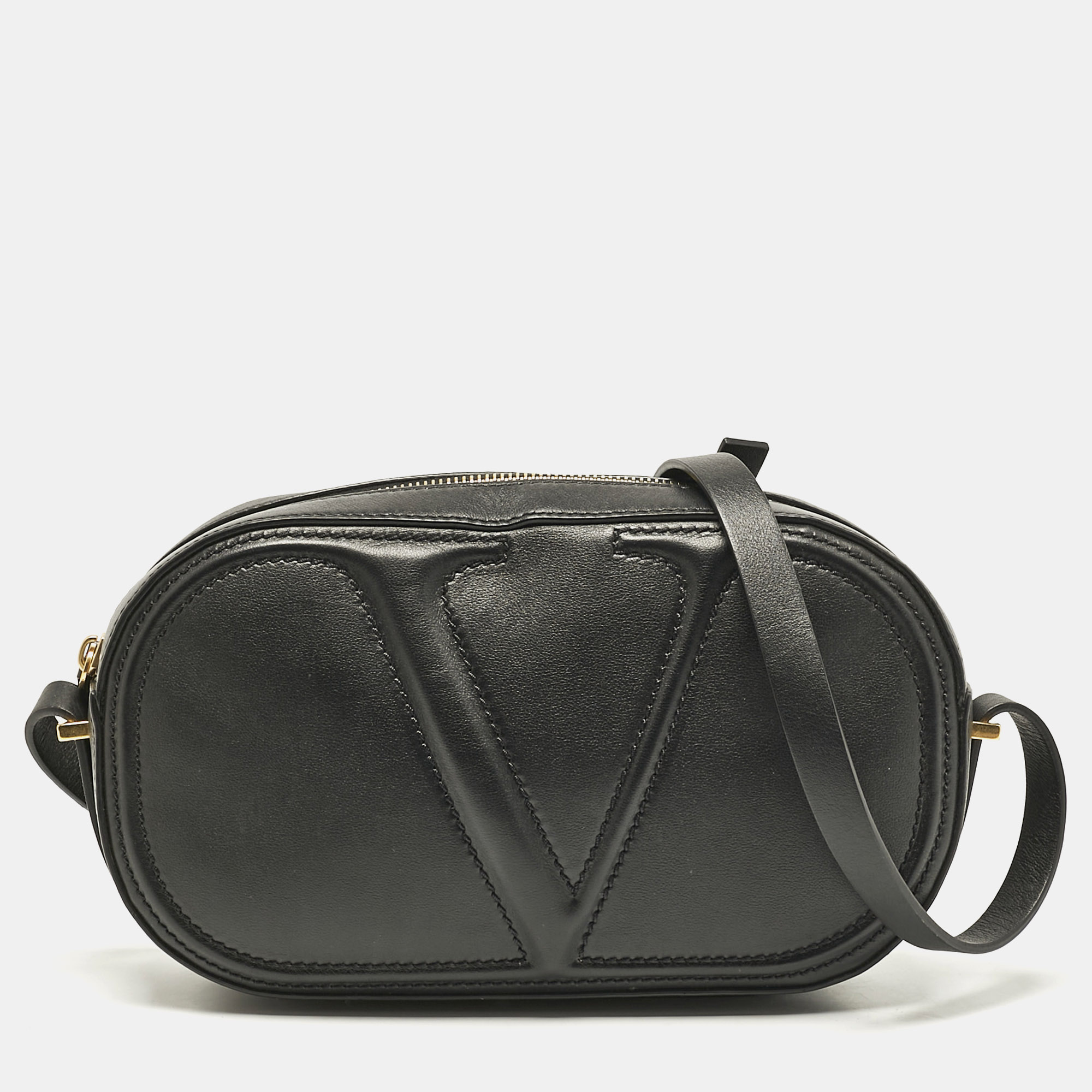 

Valentino Black Leather Vlogo Walk Crossbody Bag