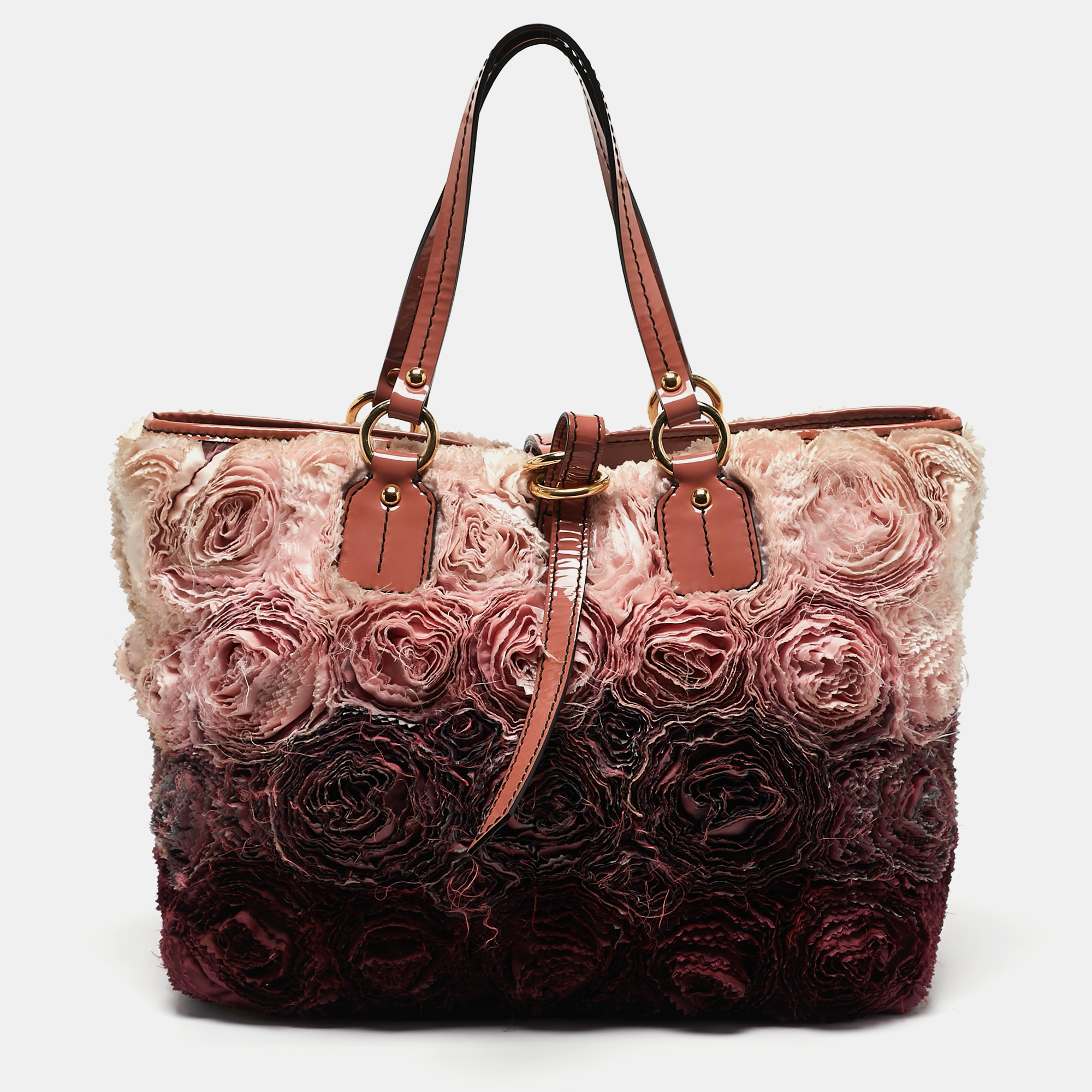 

Valentino Multicolor Patent Leather and Satin Rosier Tote