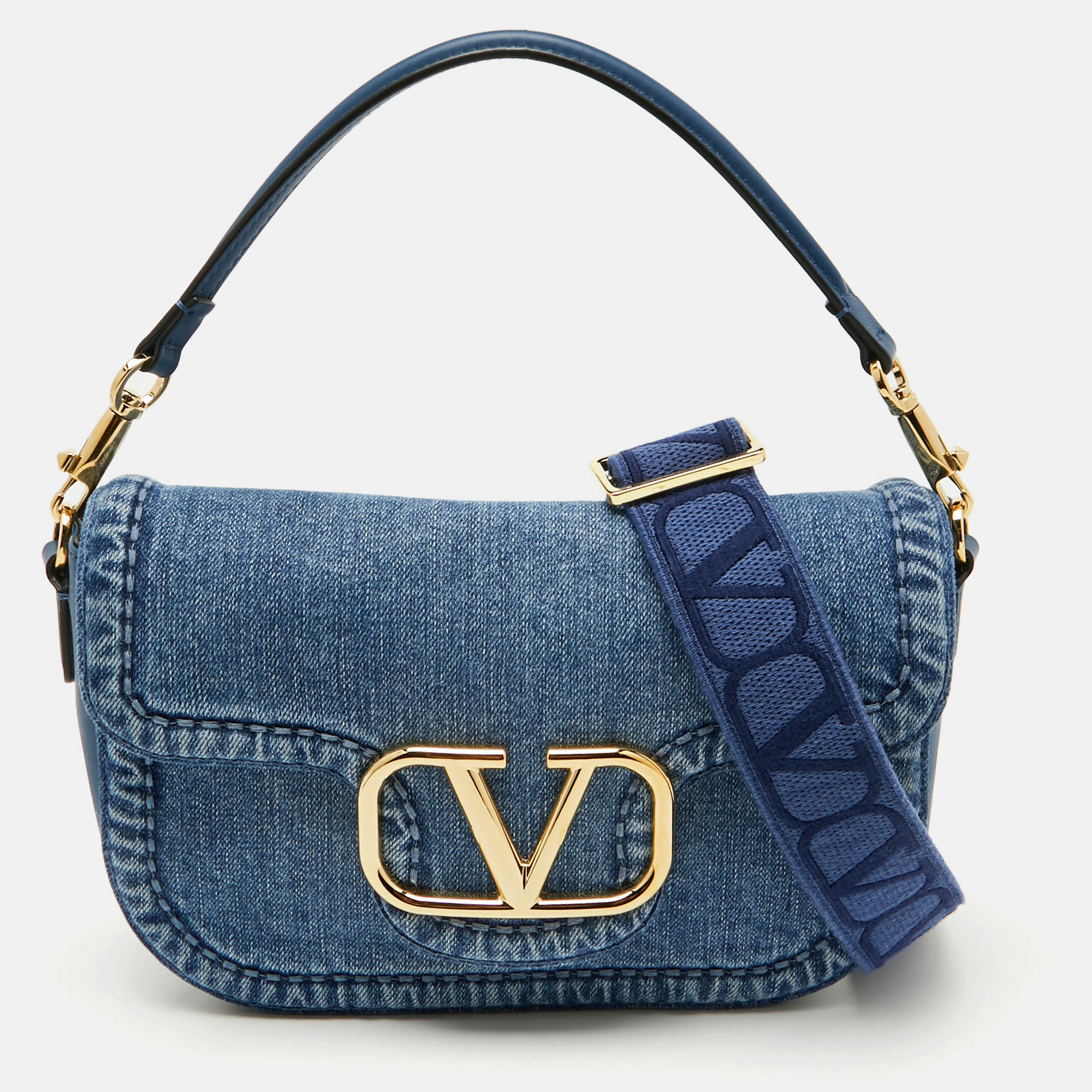 

Valentino Blue Denim All Time Flap Shoulder Bag