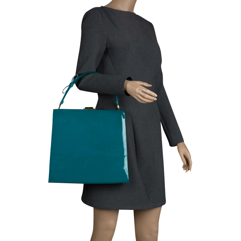 

Valentino Green Patent Leather Top Handle Bag
