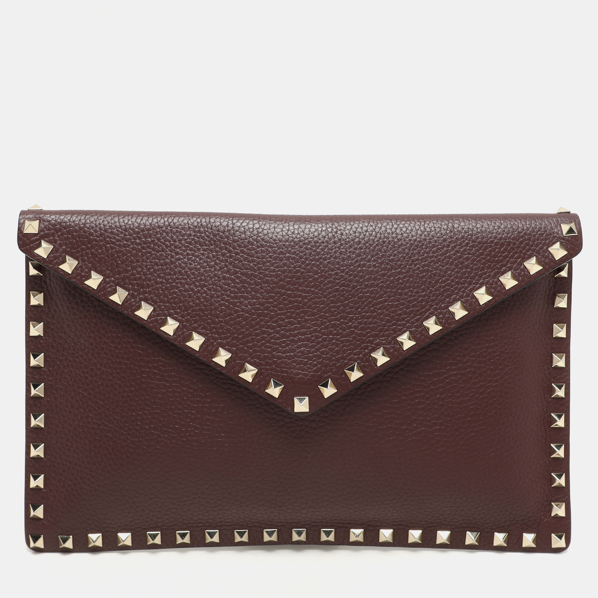 

Valentino Dark Burgundy Leather Rockstud Envelope Pouch